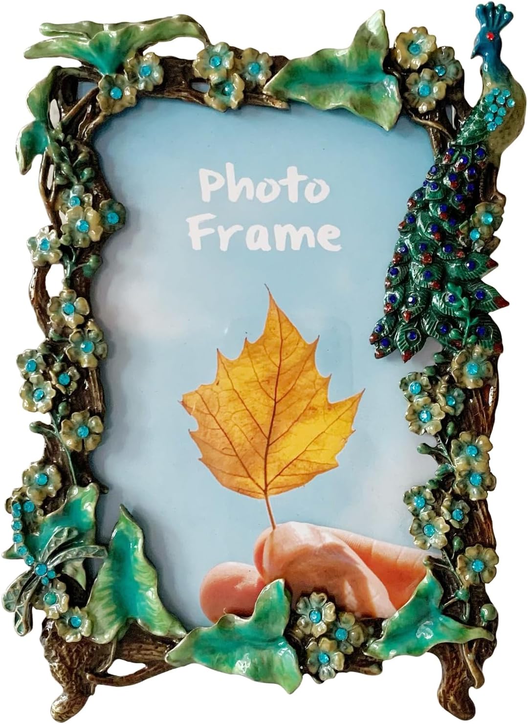 Vintage Photo Frame 4x6, Hand Painted Floral Picture Frame with Metal Frame and High Definition Glass for Table Top Display, Home Decor