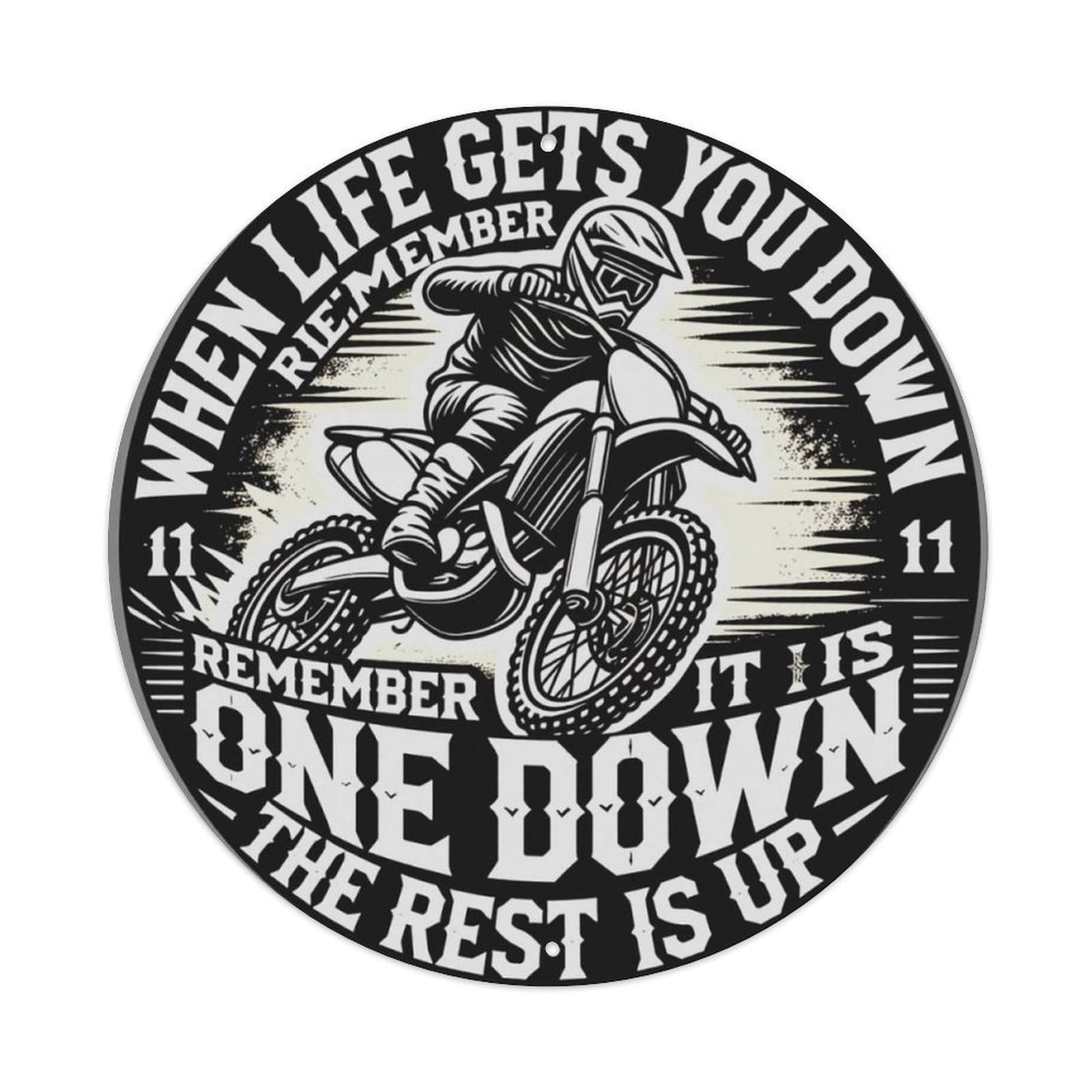 Vintage Dirt Bike Motivational Quote Round Decor Sign Vintage Aluminium Metal Sign, Retro Wall Decor for Home, Bar, Garage & Farmhouse 20x20cm