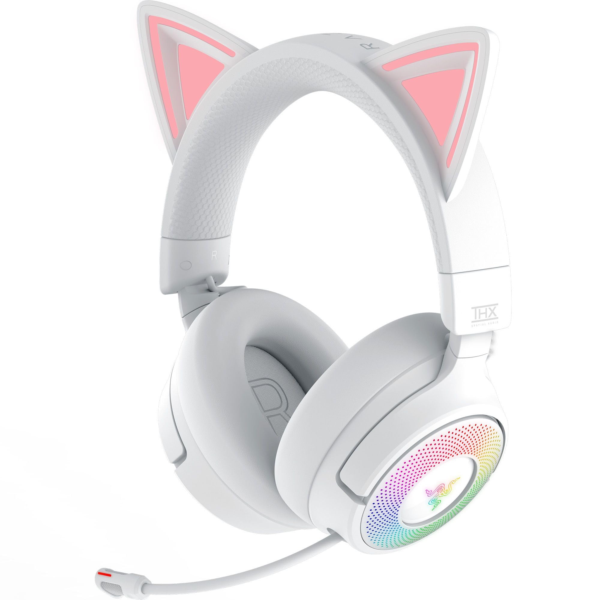 Razer Kraken Kitty V3 Pro – bezprzewodowy zestaw słuchawkowy RGB Kitty do gier – reaktywne uszy kota do streamowania – Triforce 40 mm Przetwornik – Hyperspeed Wireless i Bluetooth | Biały