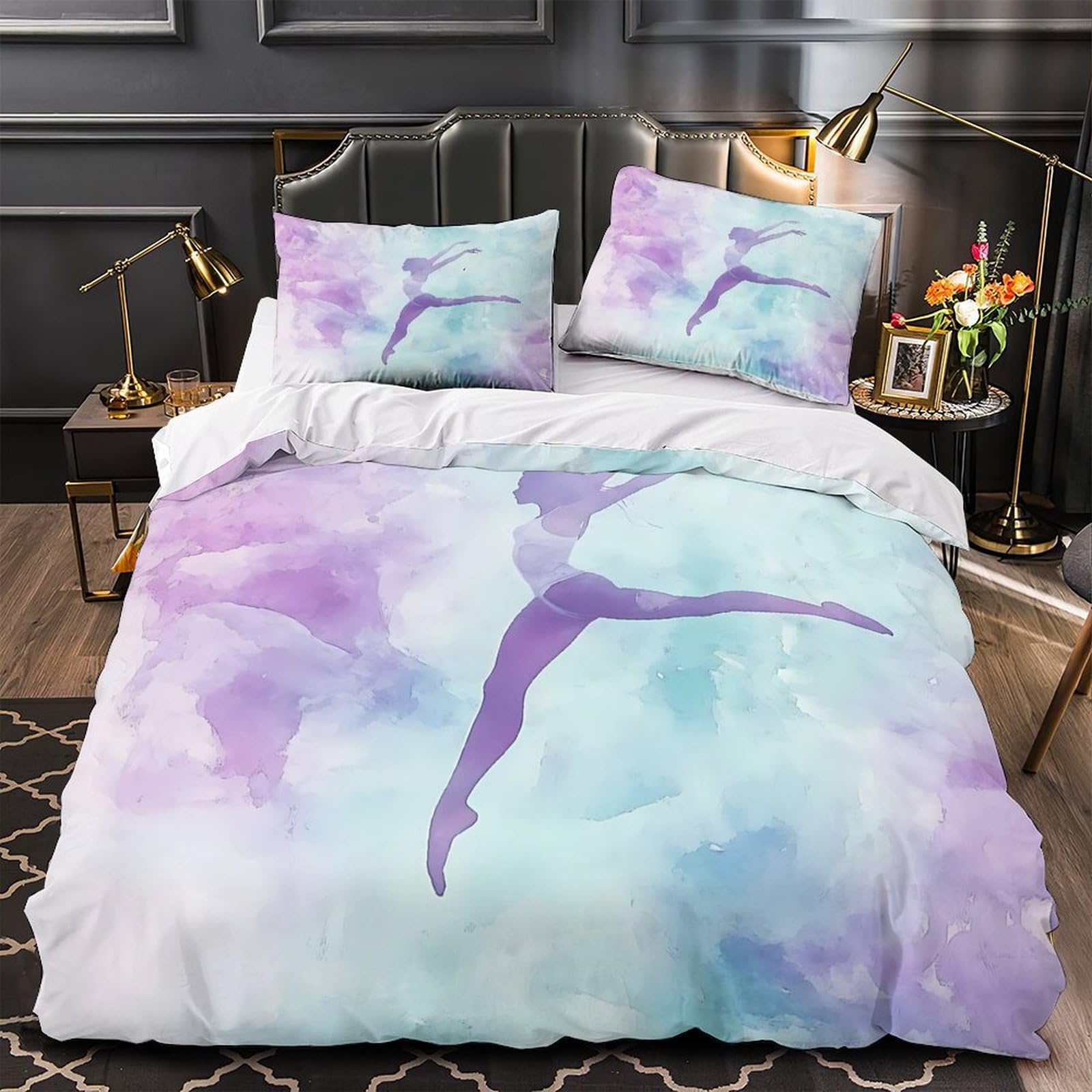 Housse de couette danseuse ballet 200x200 microfibre 3 pièces