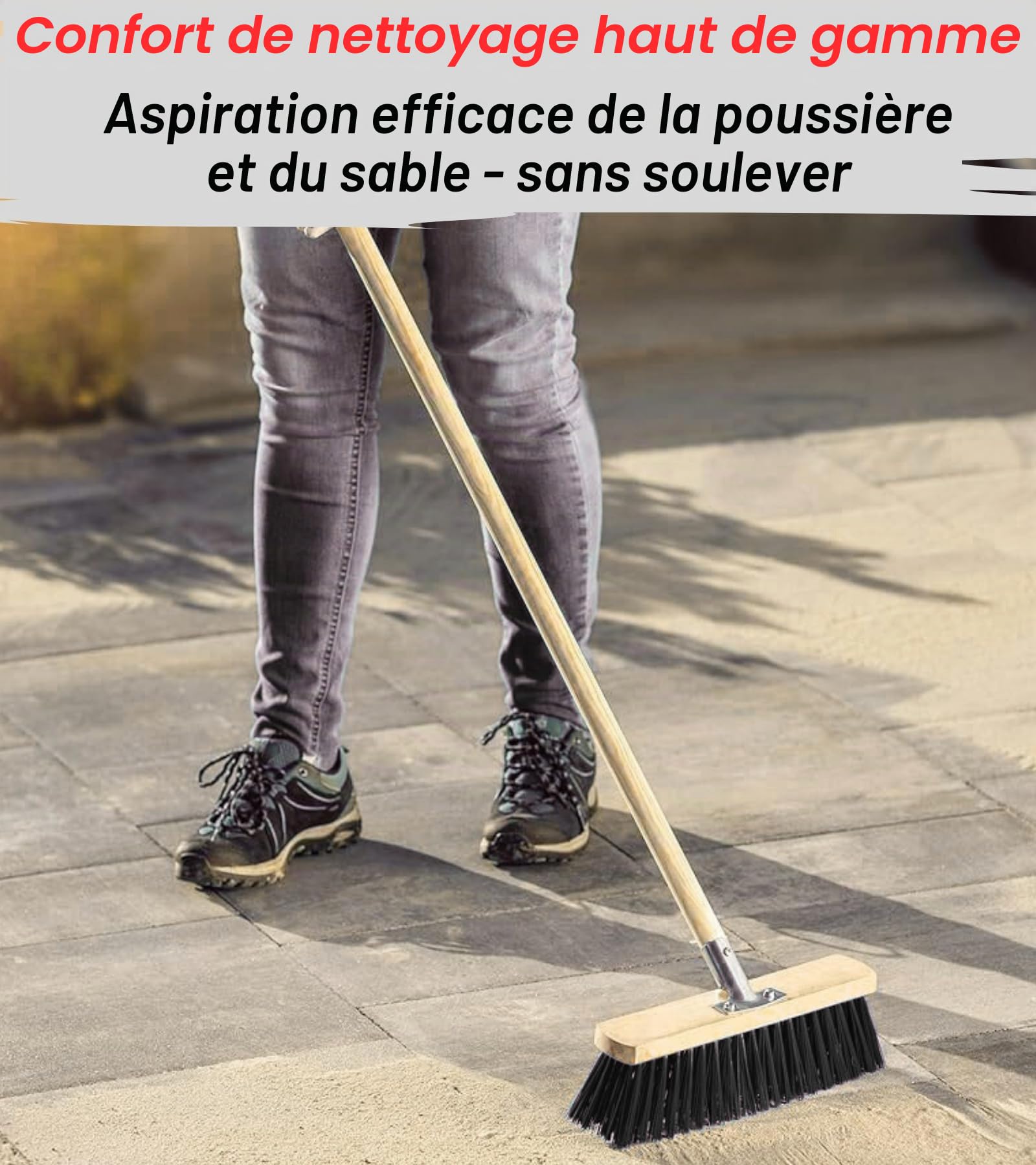 Balai robuste de 800 mm - Avec manche de 120 cm - Balai de rue et jardin - Pour routes, trottoirs et intérieurs