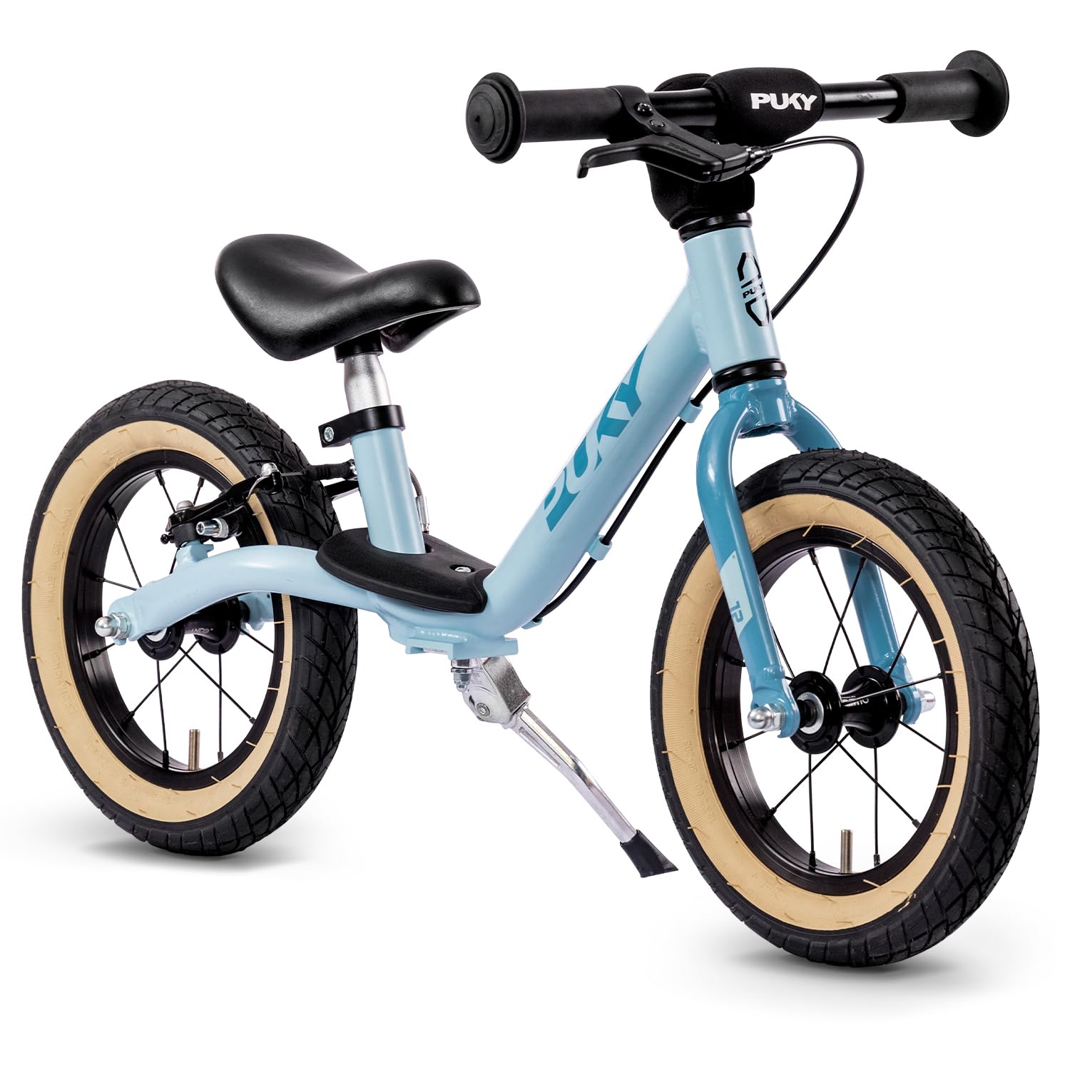 PUKY LR L Light Retro Blue | Laufrad ab 3 Jahren | Kinderlauflernrad | 12,5 Zoll Lufträder | Sicherheitslenkergriffe & V-Brake | Inkl. Höhenverstellbarem Sattel, Seitenständer & Trittbrett | 3,6 kg