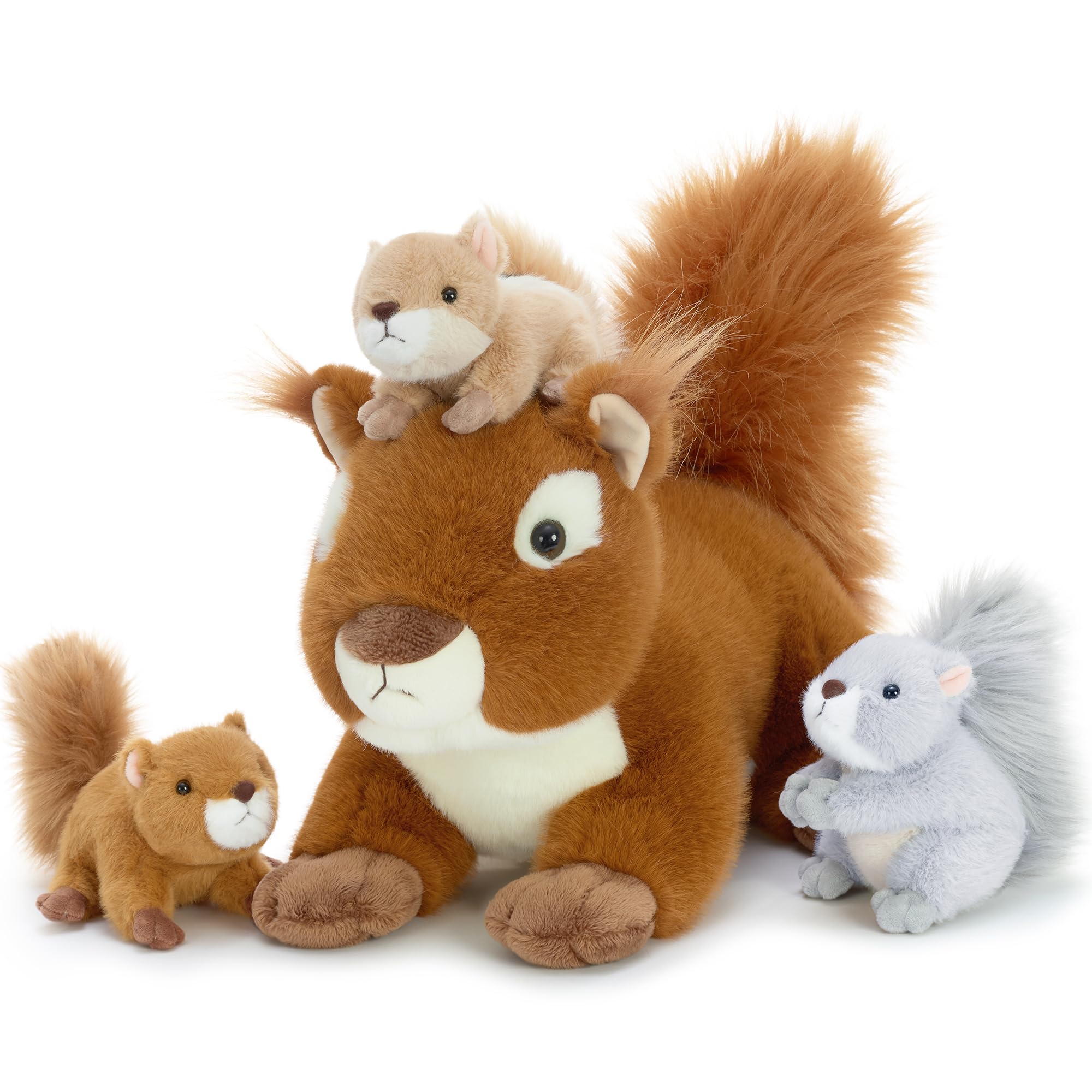 MorisMos Big Squirrel Teddy Soft Toy, 45cm Mom with 3 Cuddly Baby Inside, Giant Fluffly Stuffed Animal Realistic Kawaii Plush Gift for Kids Birthday โ image 1
