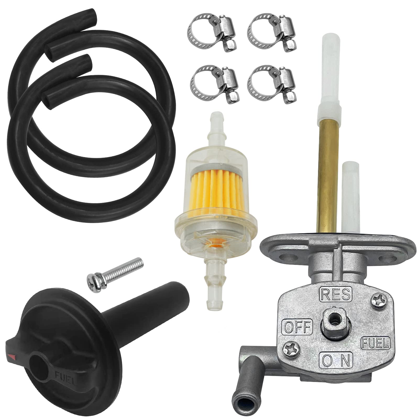 M MATI Fuel Tank Switch Valve with Lever Assy Replacement for Kawasaki Prairie 400 KVF400 1999-2002 51023-1254 92077-109, Fuel Petcock Switch Shutoff Valve