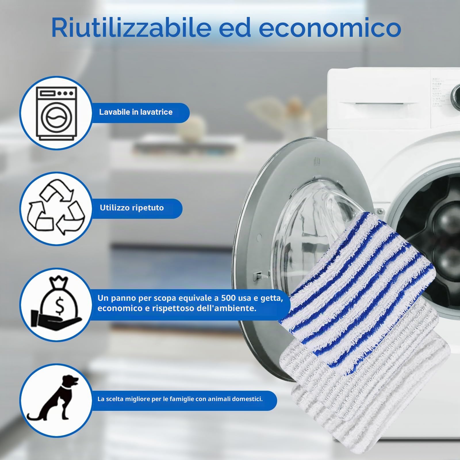 6 Pezzi Panni in Microfibra ZR850002 ricambio per Rowenta Clean & Steam ZR850002 ZR005801 ZR005804 Panni lavabili per Rowenta RY7xxx RY8xxx