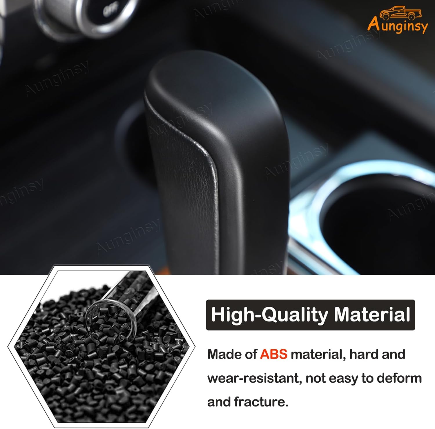 Aunginsy Car Gear Shifter Hand Brake Cover Trim Compatible with Toyota Tundra 2007-2021 & Sequoia 2008-2020, ABS Automatic Center Console Gear Shift Head Knob Scratch Protector Cover Accessories