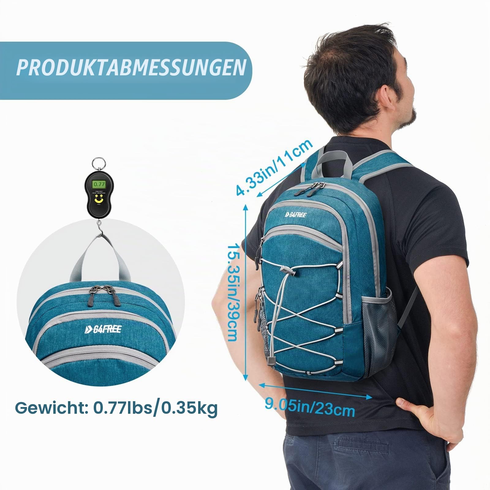 G4Free Kleiner Rucksack 12L/20L Unisex Tagesrucksack Leichter Reiserucksack Wanderrucksack Trekkingrucksack für Wandern Fahrrad