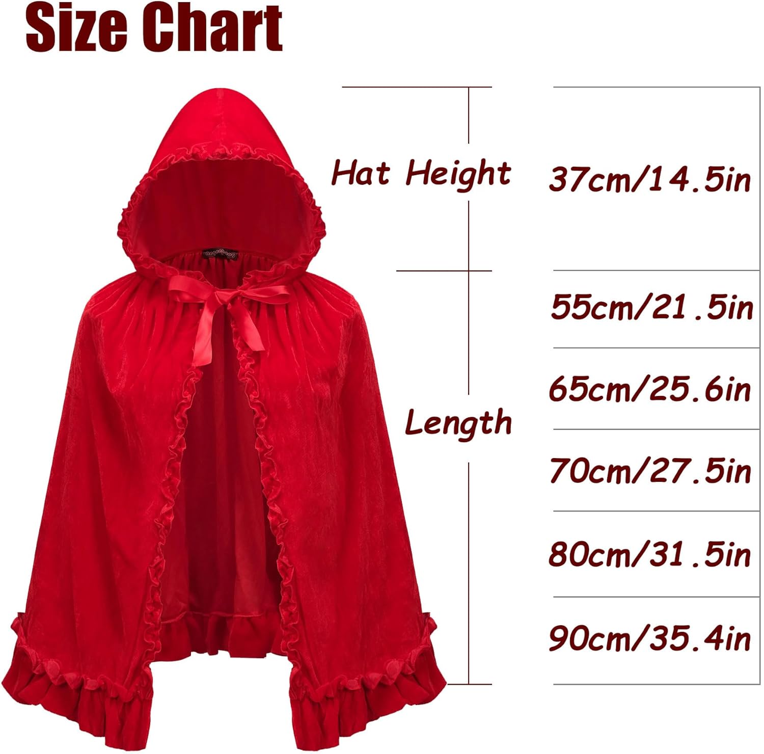 Little Red Riding Hood Cape Women,Red Velvet Cape,Halloween Christmas Costume - Image 7