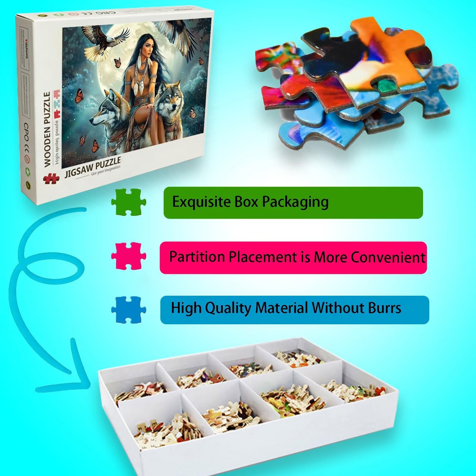 Piękno puzzle, 1500 elementów, trudne puzzle, drewniane puzzle dla całej rodziny, zestaw "zrób to sam", dla dorosłych, nadają się jako dekoracja ścienna i prezenty dla kobiet, temat: orzeł 8p-542
