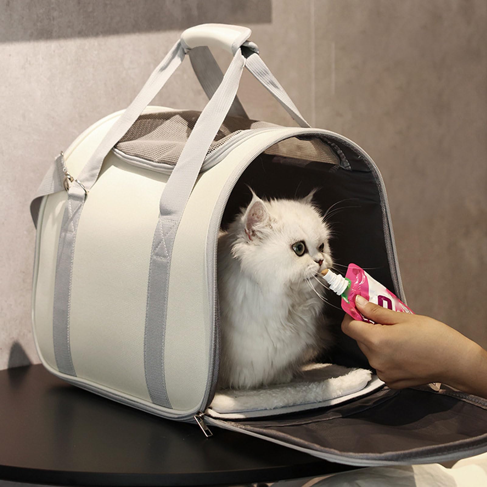 Transportín Suave para Gatos |Viaje Portátil con Correa/para Mascotas Debajo