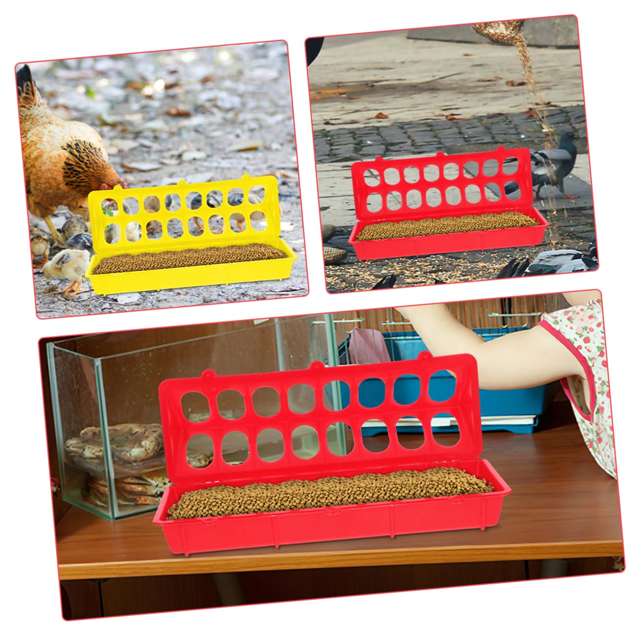 POPETPOP 5 Ensembles Mangeoire Pour Perroquets Distributeur De Pour Oiseaux Distributeur Oiseaux Animal De Compagnie Éleveuse Mangeoires Pour Volaille Plastique 2 Pièces * 5