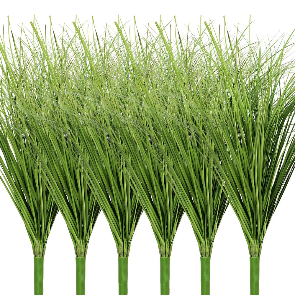Melorca&Guilla Artificial Plants 6PCS 21.5“ Fake Tall Onion Grass,Faux Grass Plant,Artificial Grass Greenery Shrubs Bushes for Garden Porch Window Box Shop Office Home Décor