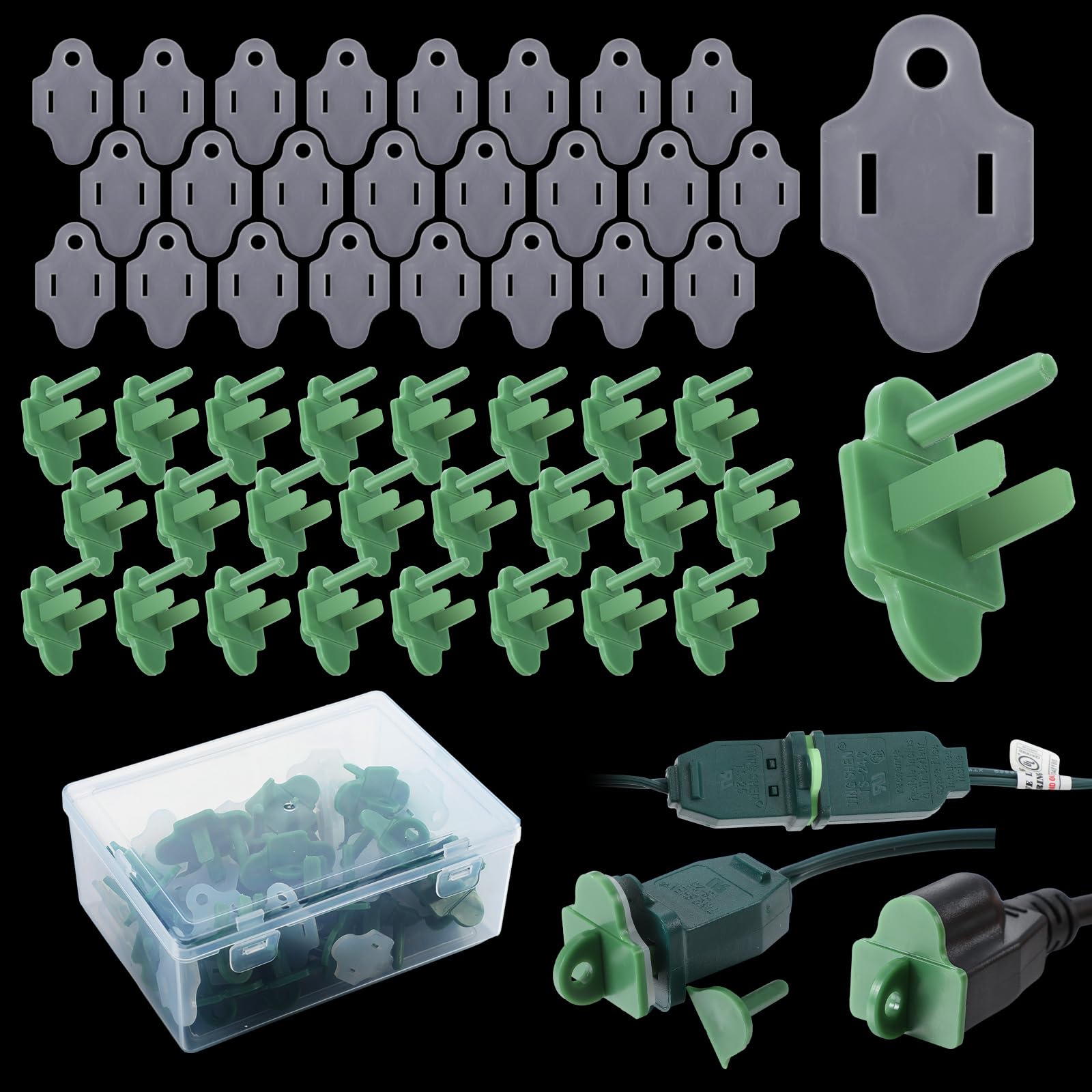 25 Sets Green Christmas Light Weatherproof Gaskets and Plug Covers