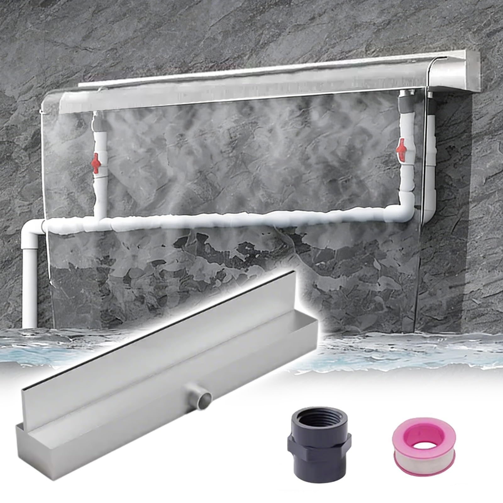 Detive Water Spillway per patio e cortili – Detive Water Caratteristiche 193 cm Argento Stagno Attrezzatura perfetta per fontane da giardino e decorazioni esterne
