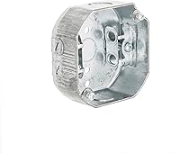 Raco 4 in. Octagon Drawn Steel Electrical Box, 1-1/2 in. Deep, 15.5 Cu In Capacity, AC/MC/Flex Clamps, 50 lb Fixture Support, Gray