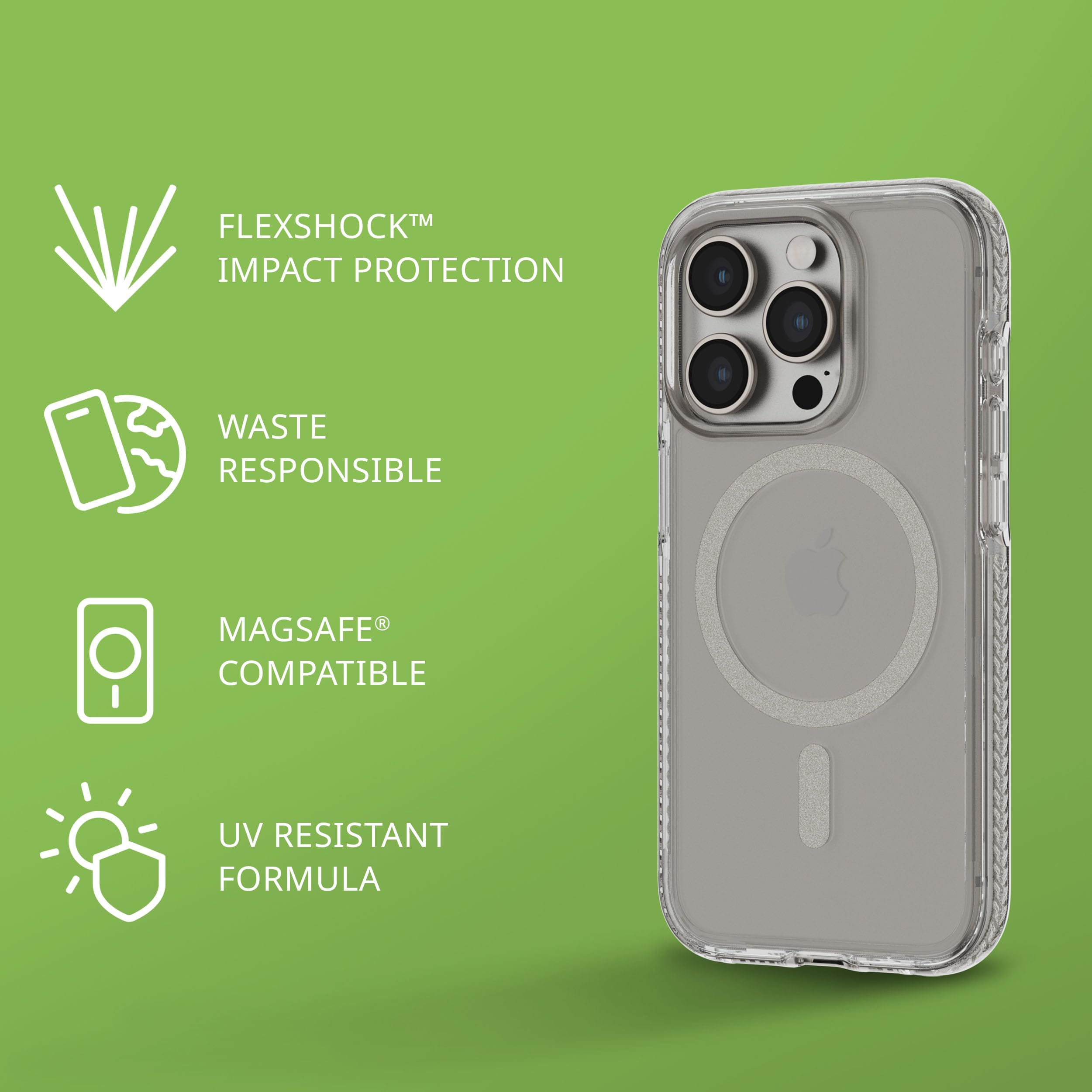 tech21 Evo Crystal - Custodia protettiva per iPhone 15 Pro, compatibile con MagSafe, in titanio naturale