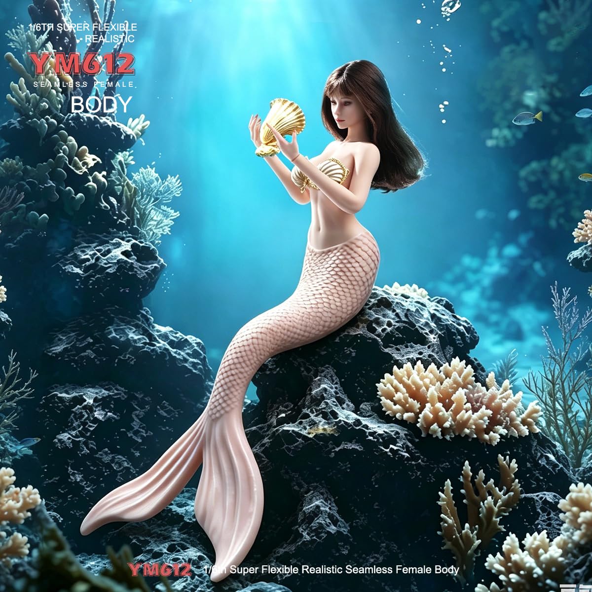AMITD Statuetta a forma di sirena in silicone senza cuciture, in scala 1/6, 30,5 cm, con 5 paia di mani, per sculture fai da te in scala 1:6
