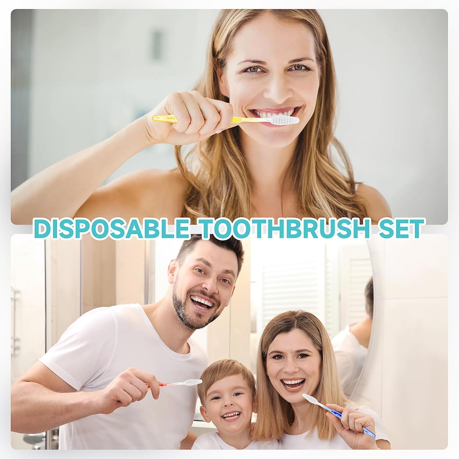 Confezione da 250 spazzolini usa e getta con dentifricio, da viaggio, con setole morbide, confezionati singolarmente per hotel, ospiti, viaggi, casa, 5 colori (250)