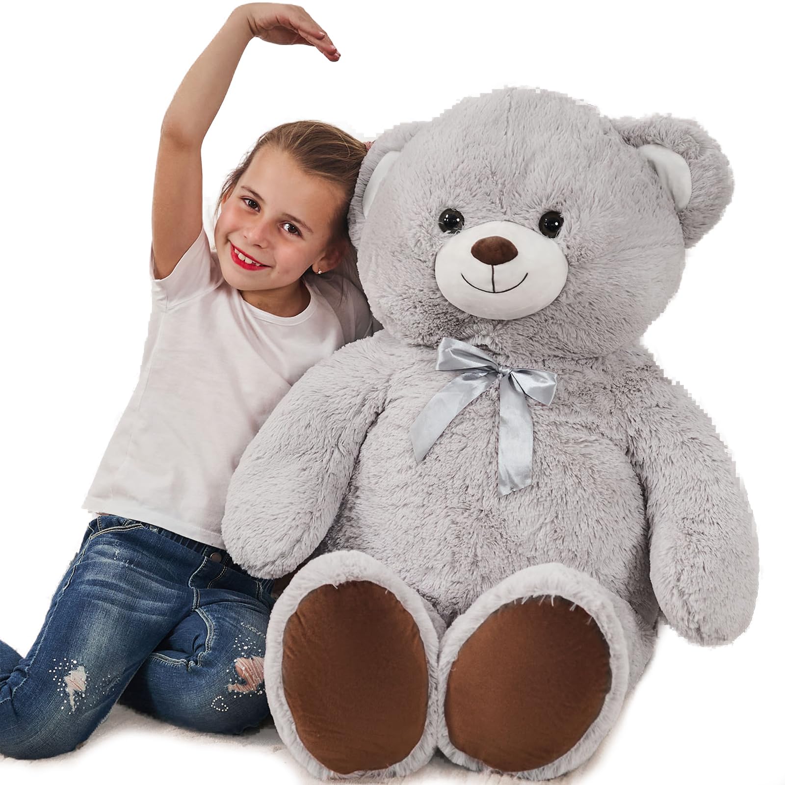 KERTA Giant Teddy Bear Stuffed Animal, Big Gray Stuffed Bear 41 inch for Girlfriend Wife Kids, Large Plush Gift for Christmas Valentine's Day Birthday Baby Shower