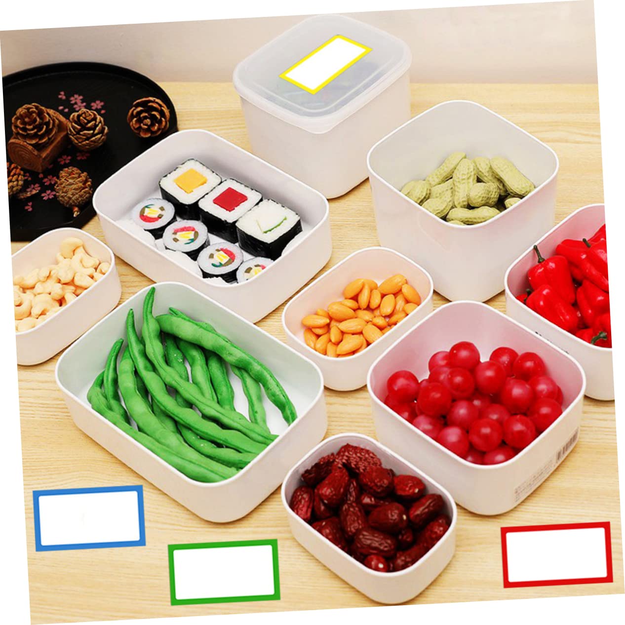 LALAFINA 5 Ensembles Étiquettes Adhésives Colorées Rectangulaires Pour Organisation De Stickers Personnalisables Pour Cuisine Bureau Et Maison 4 Rouleaux*5