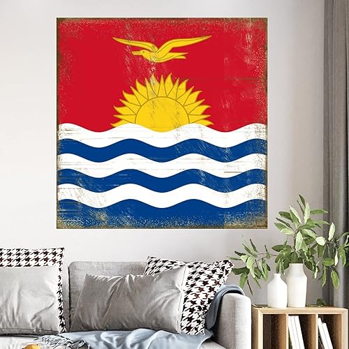 Miniatura 4 de Kiribati - Calcomanías de pared con bandera nacional de Kiribati mural patriótico de Kiribati recuerdo de ciudad arte de pared póster extraíble
