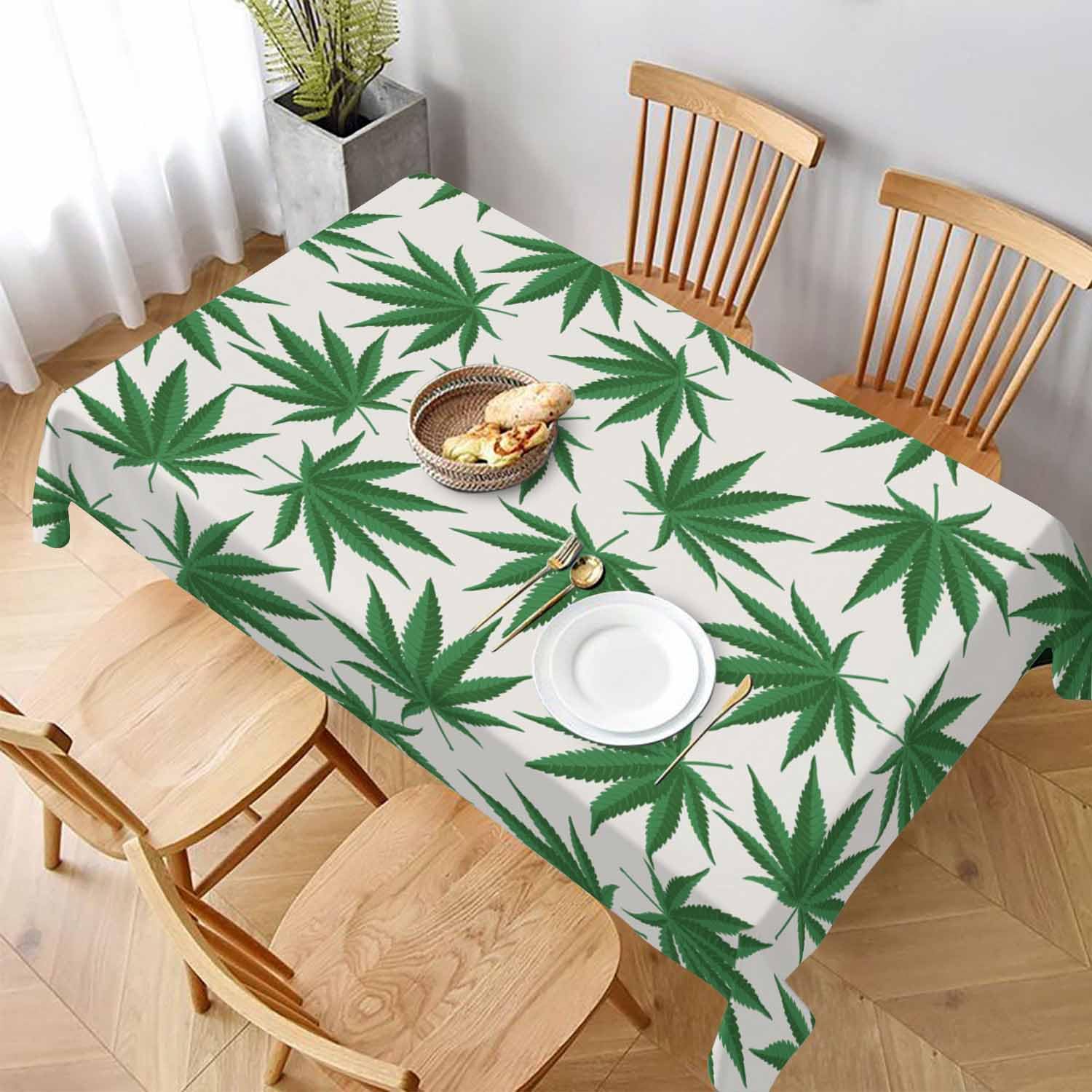 Nappe rectangulaire feuilles de palmier 137x183 cm en tissu lavable