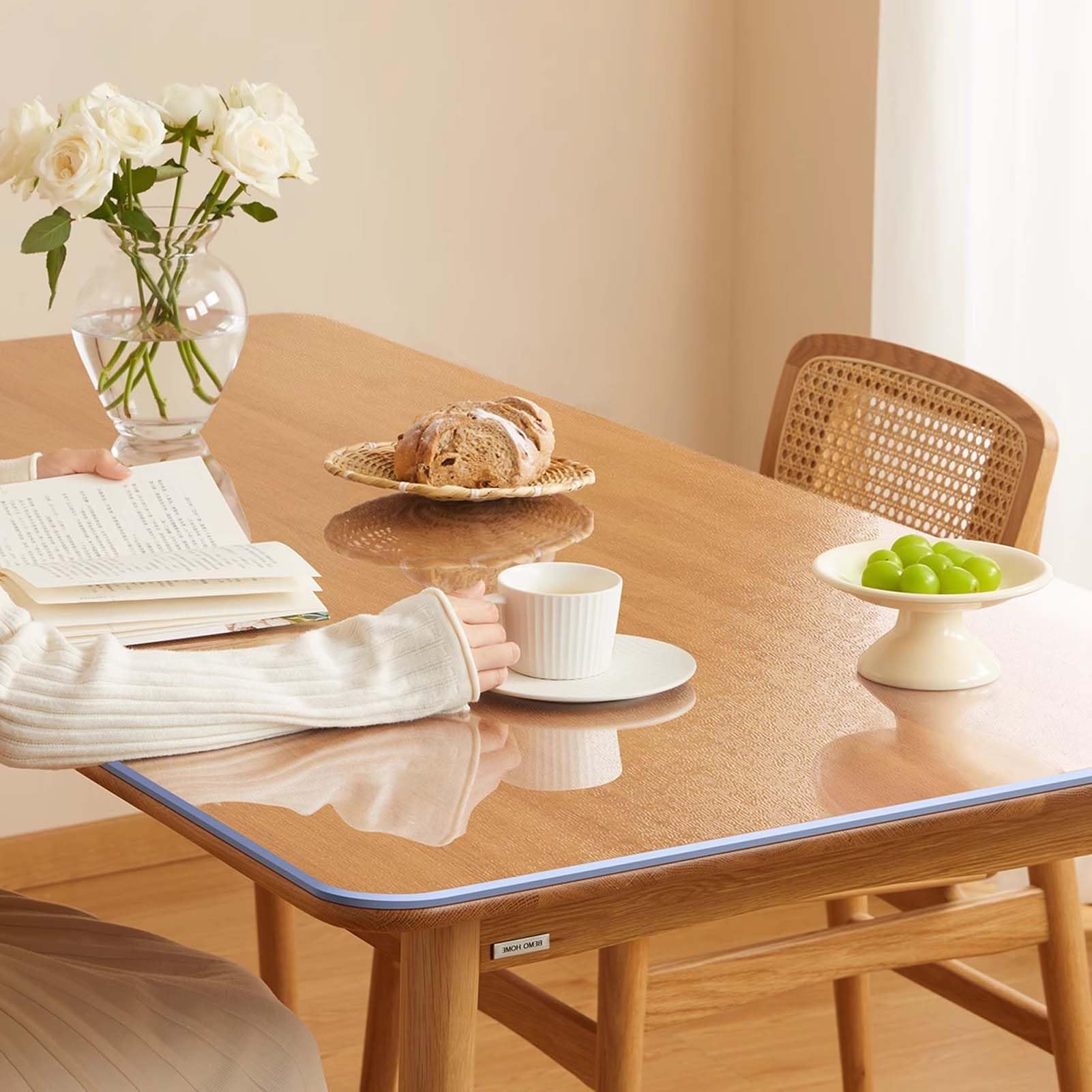 PVC Table Protector 42x96 Inch Clear Plastic Desk Protector 1.5mm Thick