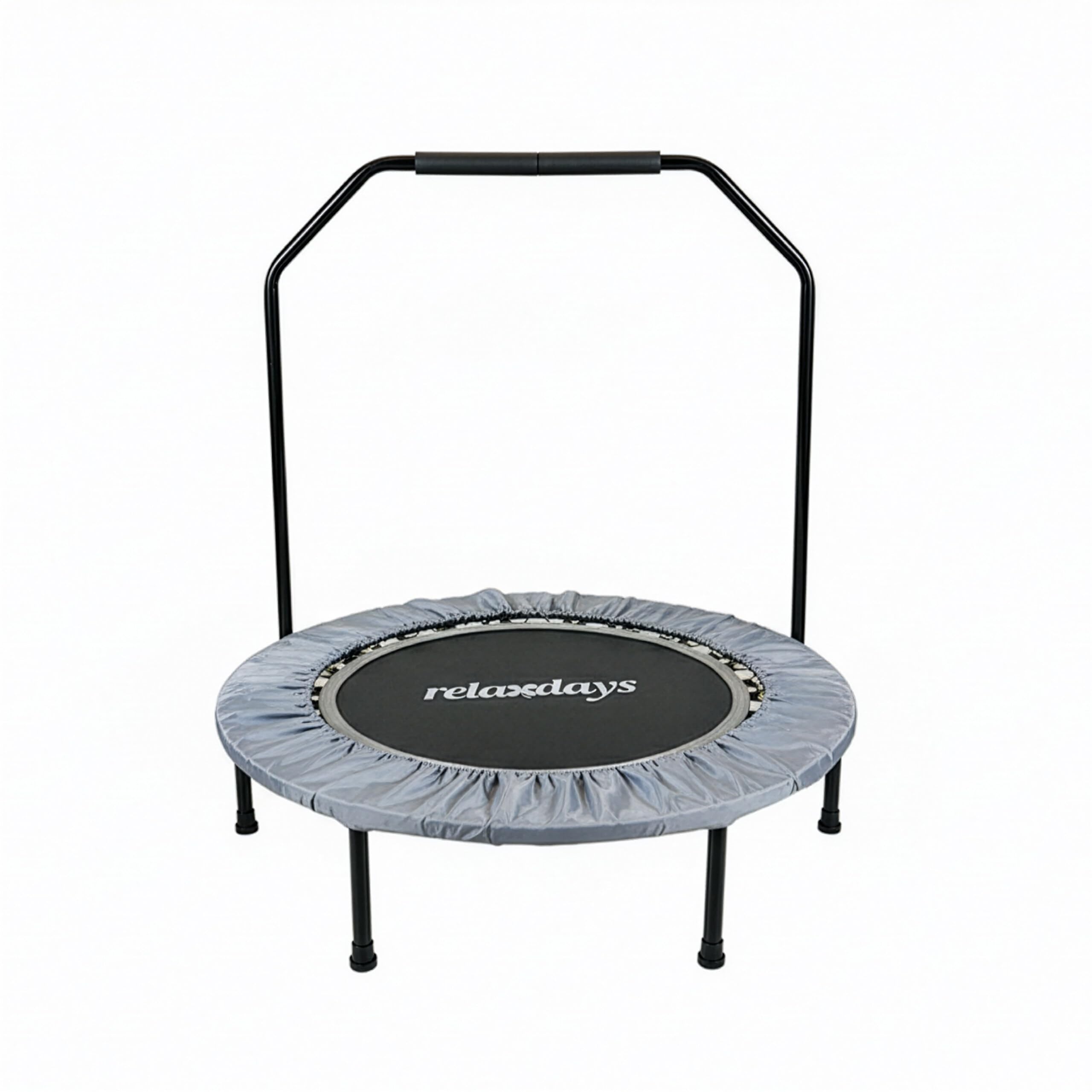 Relaxdays Minitrampolino con barra di sostegno Ø102 cm, pieghevole, fino a 120 kg, fitness indoor, colori vari