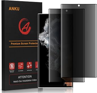 [2 Pack] Privacy Screen Protector for Samsung Galaxy S22 Ultra [Dont Support Fingerprint Unlock], Anti-Spy 3D Curve Edge 9H Hardness Tempered Glass Screen Protector for Samsung S22 Ultra 5G