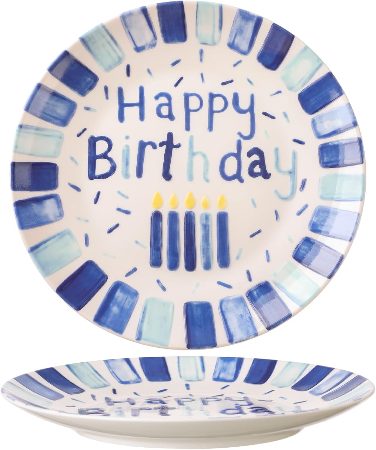 Jinei Today Is Your Special Day Plate 10.3" Ceramic Birthday Food Grade Plate Special Celebration Colorful Floral Dish for Birthday Wedding Anniversary Engagement Dinner Home Keepsake Decoration