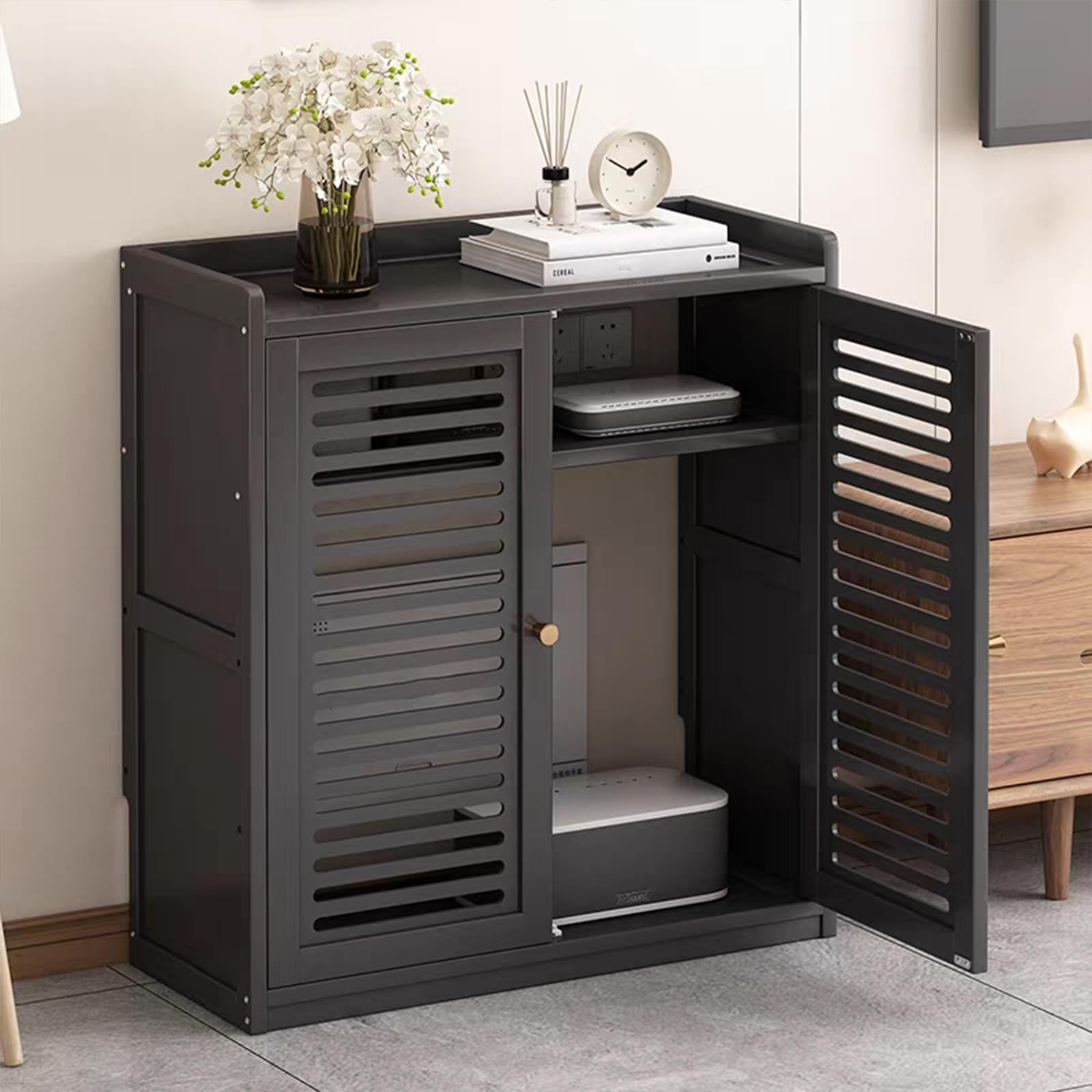 Meuble routeur WiFi sur pied pour organiser le coin bureau à la maison