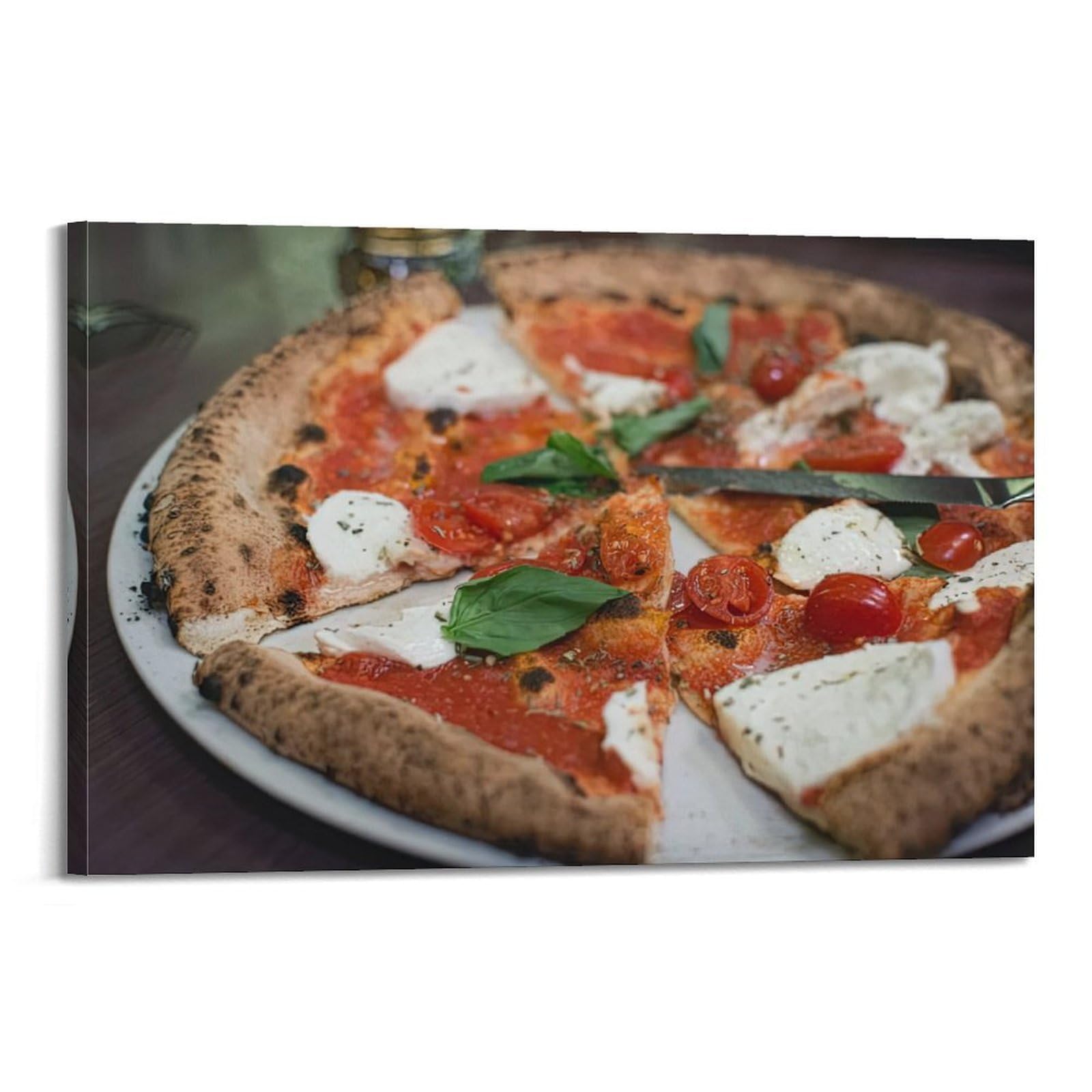 OKAHYS Pizza Poster Italian Cuisine Fresh Mozzarella Basil Tomato Kitchen Decorative Painting Canvas Wall Artworks Picture 08x12inch(20x30cm)