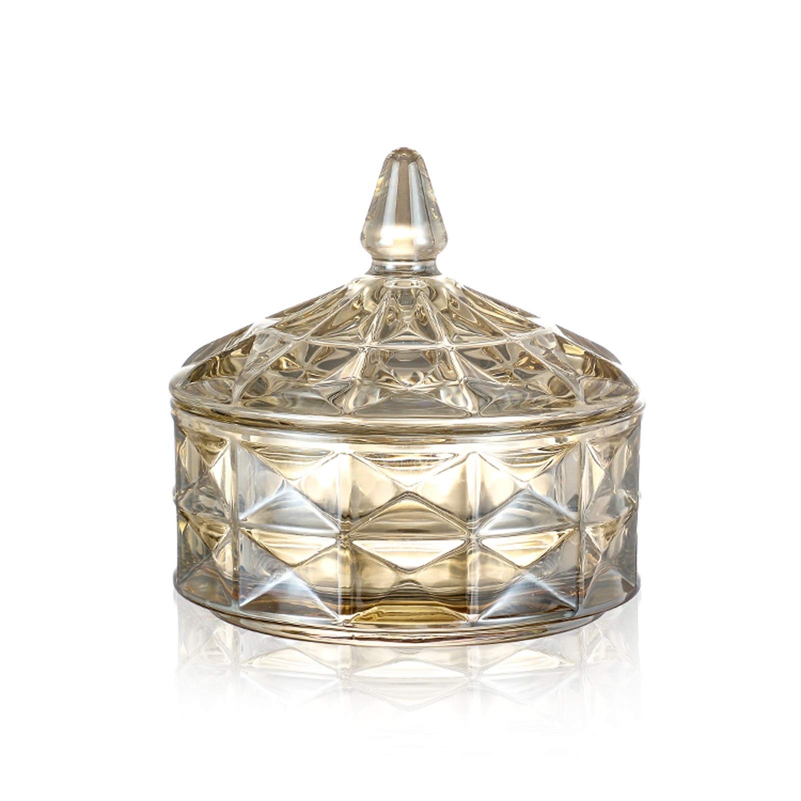 FGJsfhrDTU Glass Storage Jars, With Lid Crystal Glass Jar Coffee Cube Sugar Bowl with Multiple Layers Candy jar(E)
