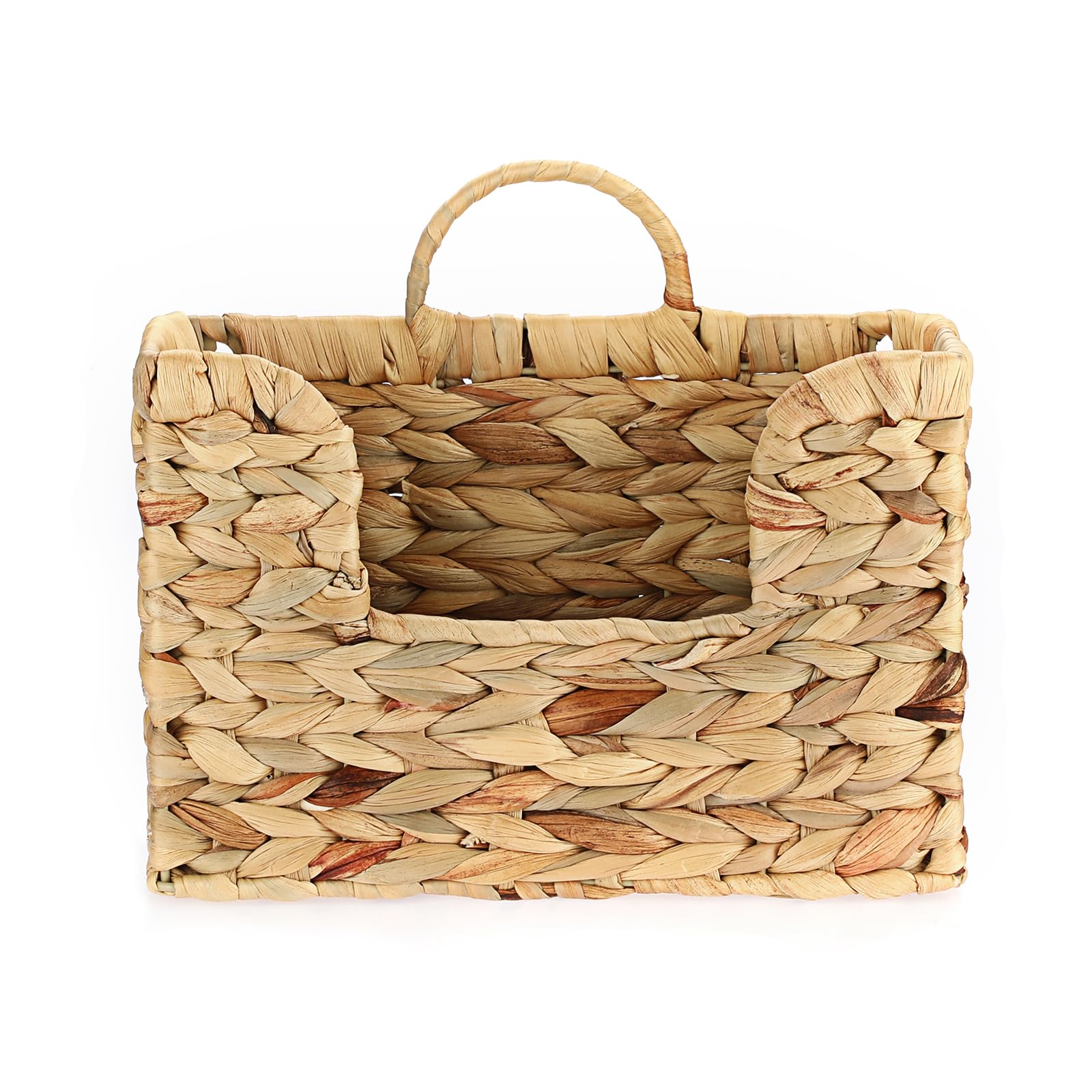Cesta de pared natural de jacinto de agua, cesta de almacenamiento decorativa para pared o puerta, de algas marinas, tejido impermeable, para cartas, facturas, revistas, flores