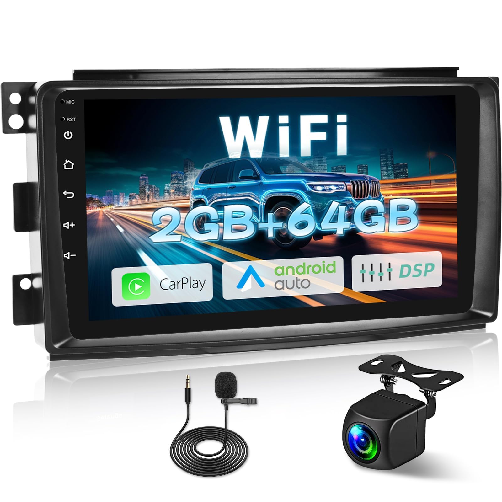Photo 1 of [2+64G] for Mercedes Benz Smart Fortwo 2005-2010 Car Stereo: 9 Inch HD Touchscreen Android Radio - Wireless Carplay and Android Auto, GPS, 5G/WiFi, DSP/EQ, Mirror Link, SWC + AHD Backup Camera