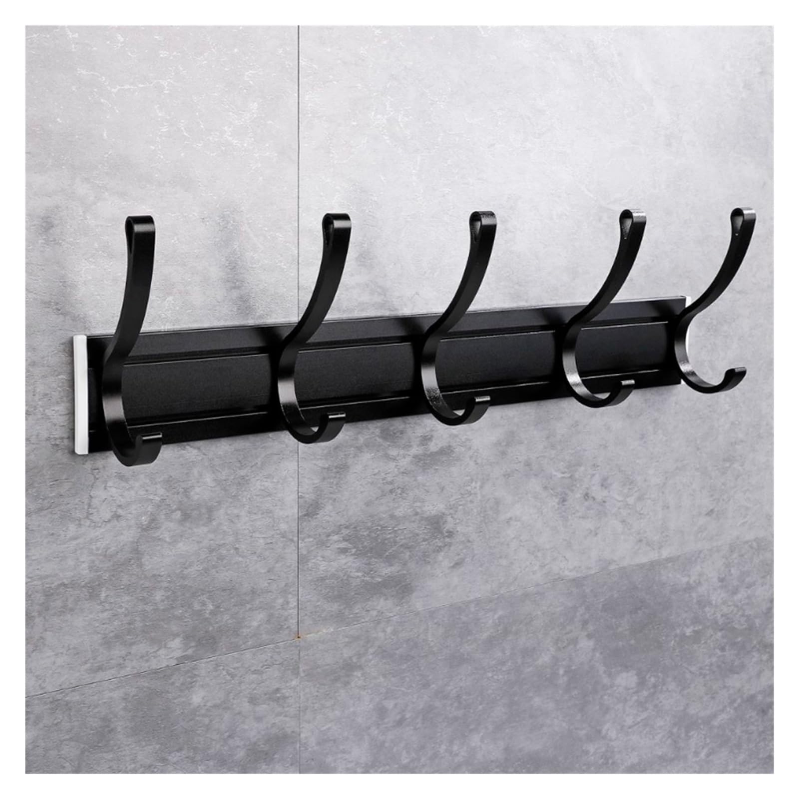 Dhetye Black Coat Rack Wall Hooks Coat Rack,Wall Hooks, Gold Robe Hook Adhesive Lavatory Bathroom Mounted Door Key(Black)