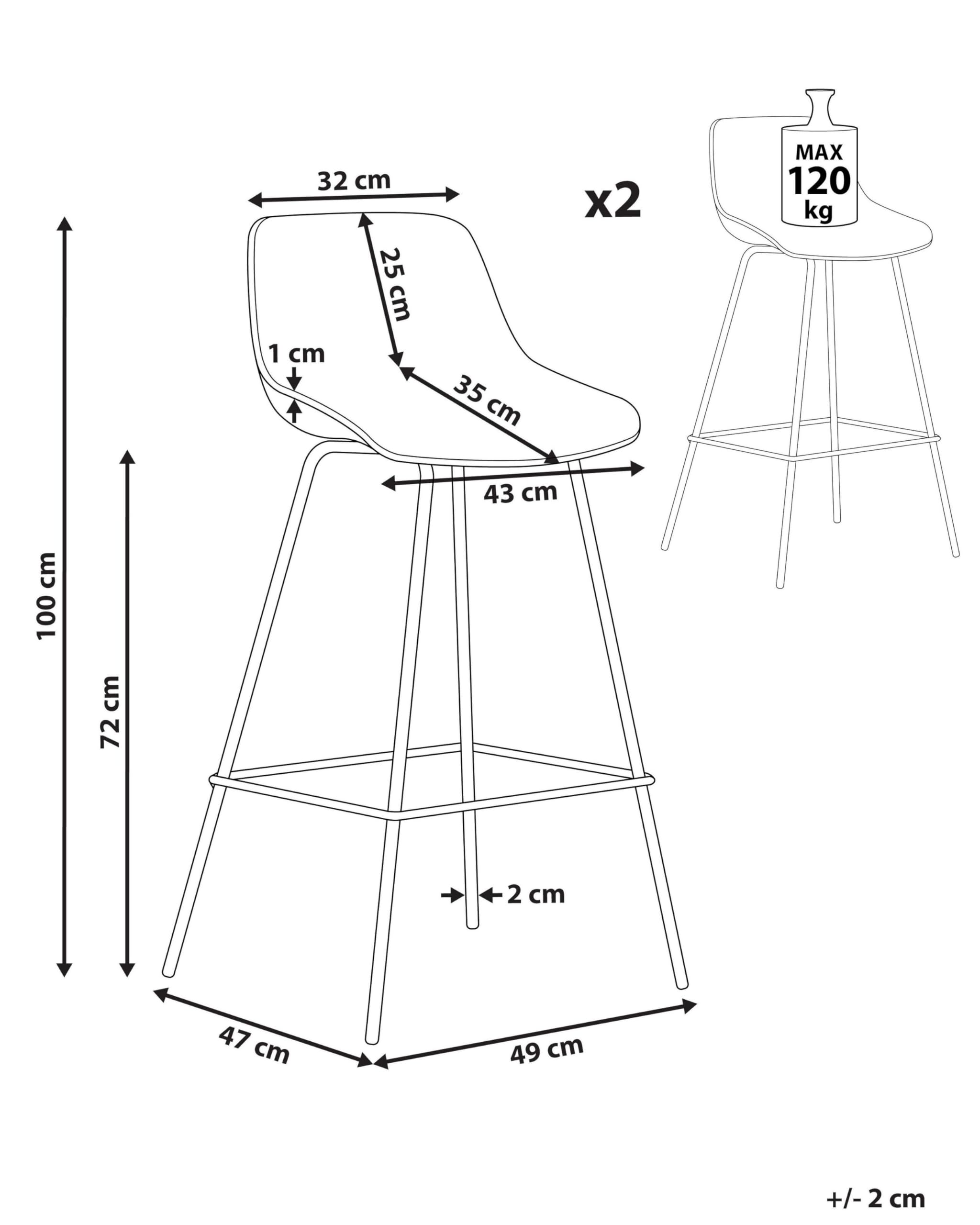 Barstuhl 2er Set Kunststoff / Metall helles Grün mit Lehne Fußstützen Emmet