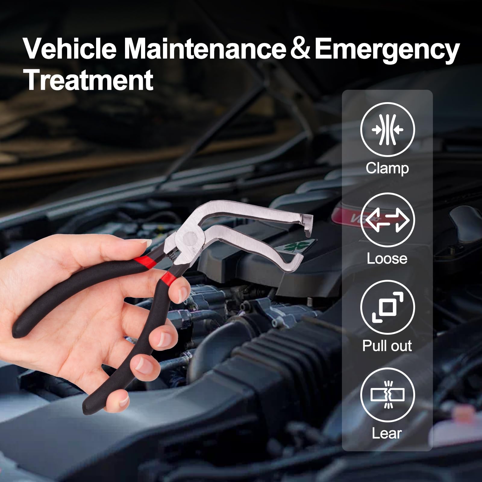 Electrical Disconnect Pliers for Cars, Automotive Electrical Connector Pliers with Anti-Slip Grip, Wire Connector Plier for Push Tab Style Plug (60°Bend+straight)