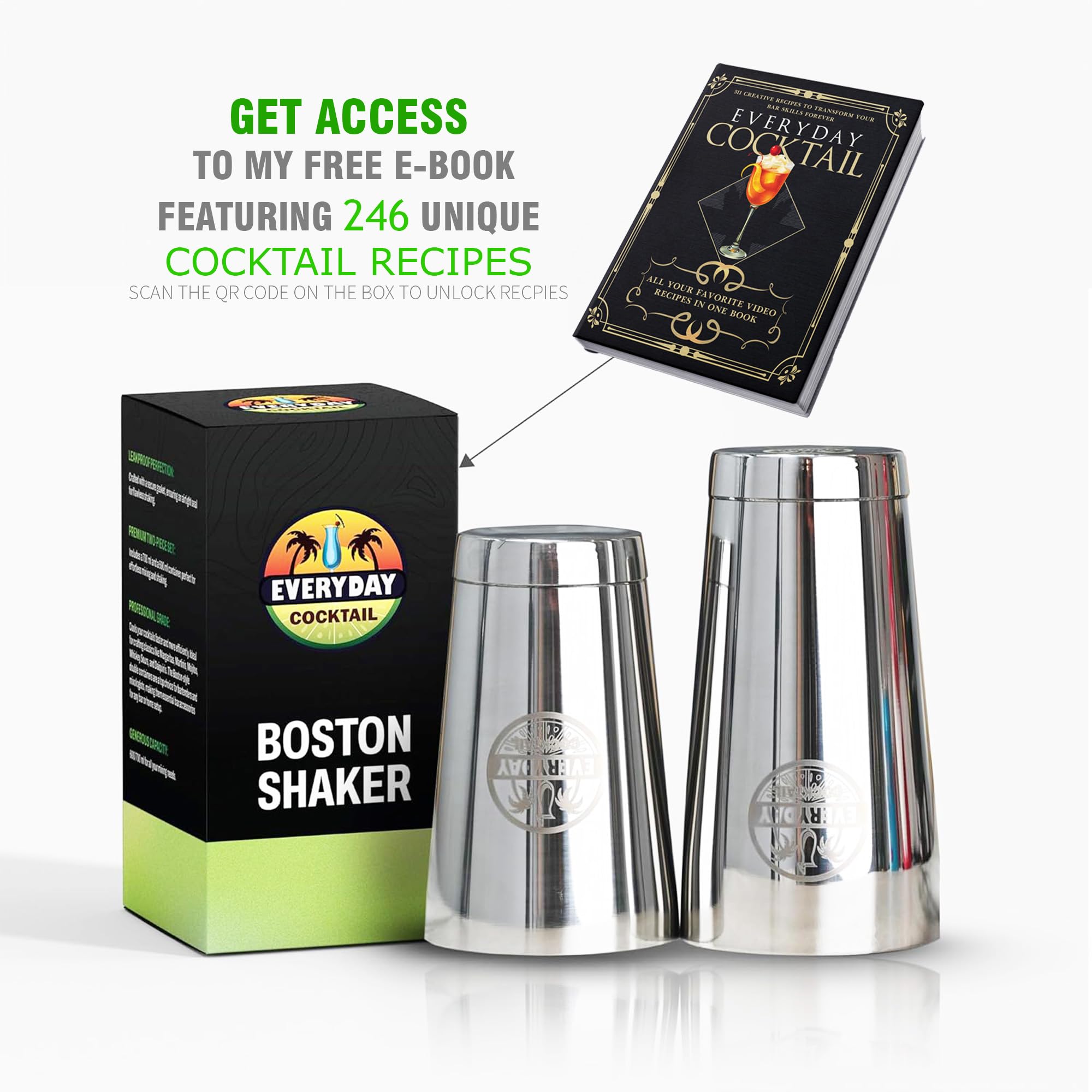 Juego de cocteleras Boston de alta calidad profesional de 18 onzas, juego de cocteleras con peso para camareros, coctelera profesional hecha de acero inoxidable de alta calidad, coctelera de Martini 3