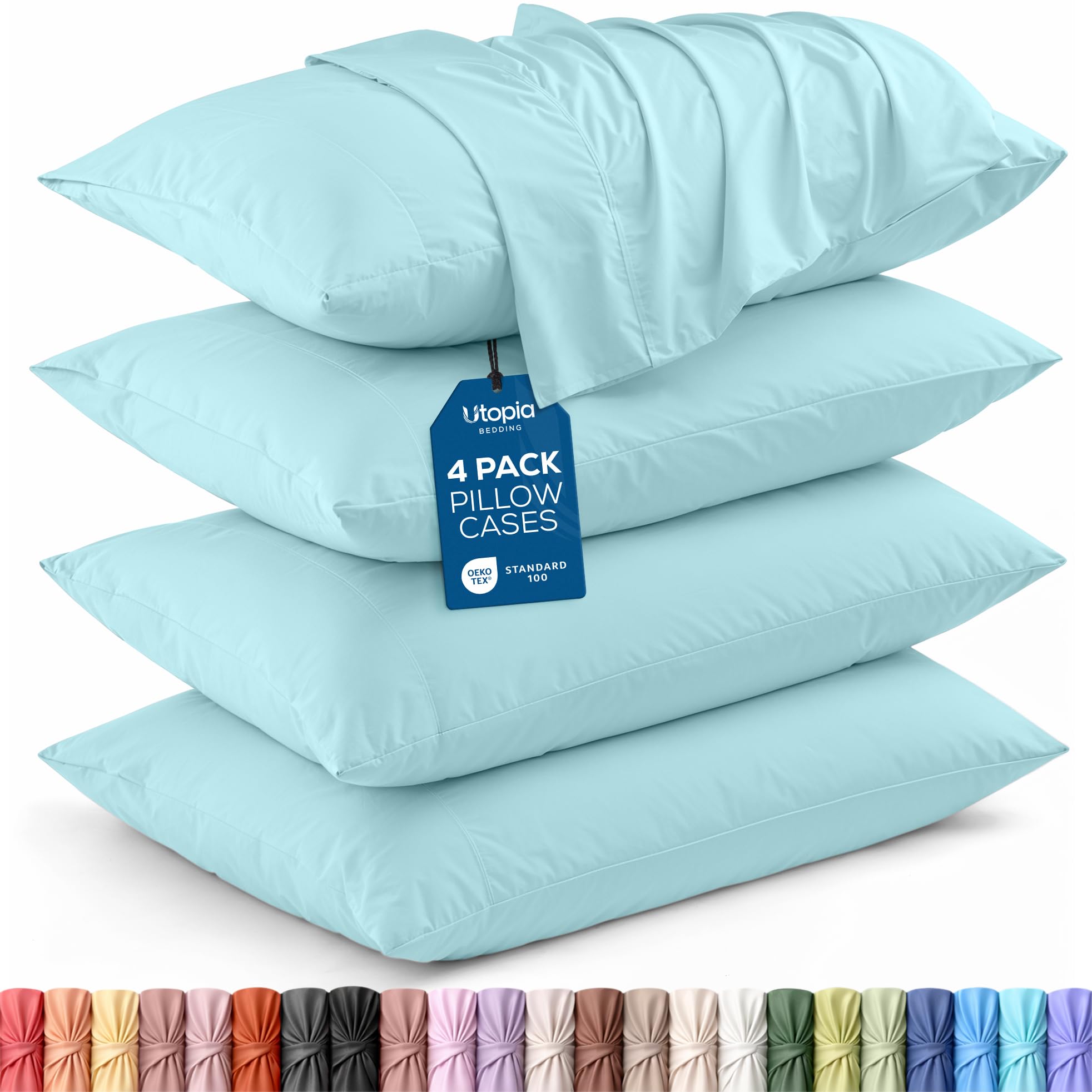 Utopia Bedding Queen Pillow Cases - Pack of 4 - Envelope Closure - Soft Brushed Microfiber Fabric - Shrinkage and Fade Resistant Pillow Covers Queen Size 20 X 30 Inches (Spa Blue) โ image 1