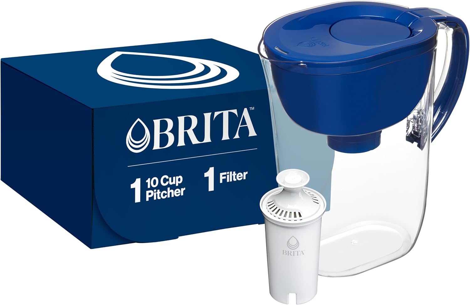 Brita Large Water Filter Pitcher for Tap and Drinking Water with SmartLight Change Indicator, Includes 1 Standard Filter, BPA-Free, Lasts 2 Months, 10-Cup Capacity, Mazarine Blue Brita Large Water Filter Pitcher for Tap and Drinking Water with SmartLight Change Indicator, Includes 1 Standard Filter, BPA-Free, Lasts 2 Months, 10-Cup Capacity, Mazarine Blue