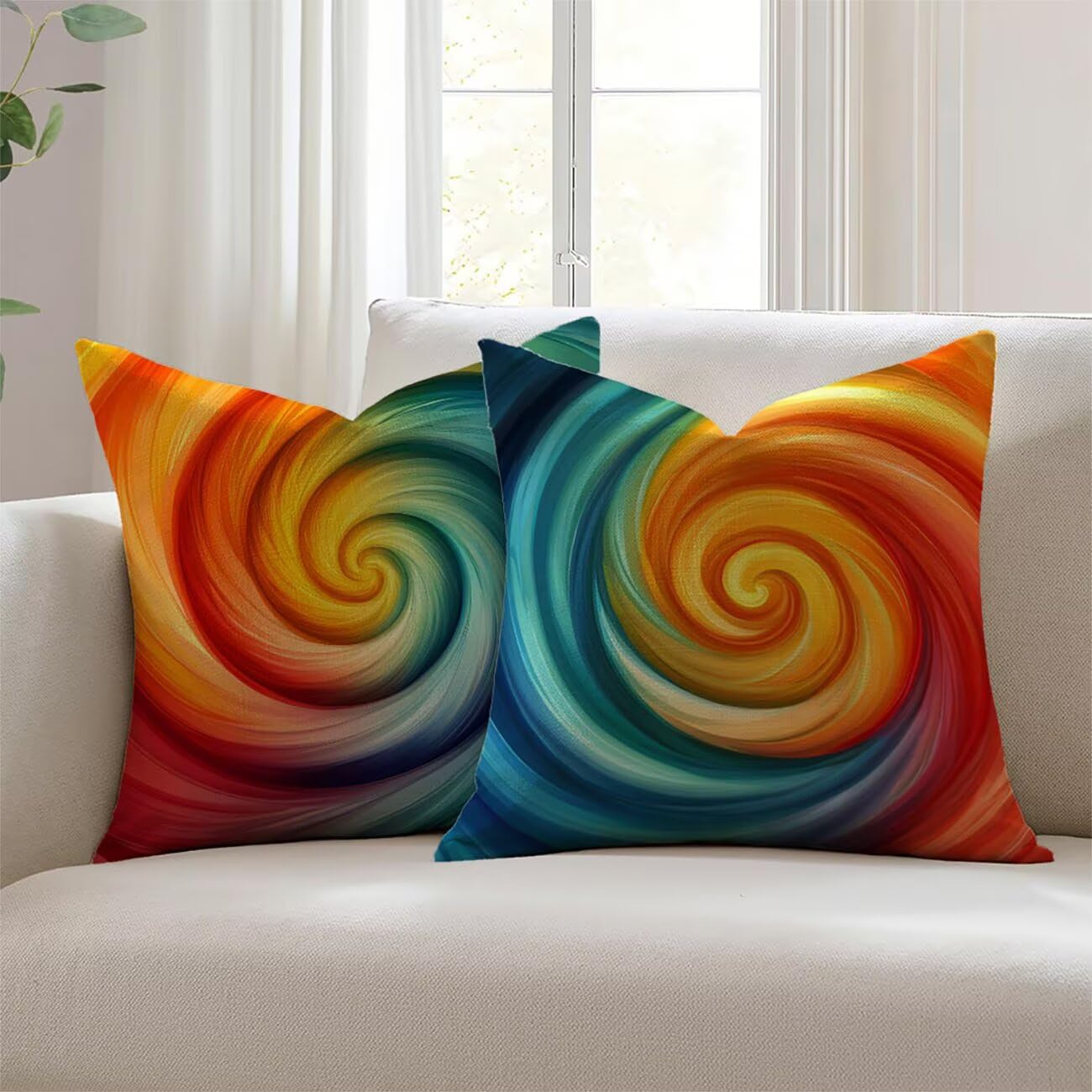 Housse de coussin extérieur imperméable 22x22inch lot de 2 multicolore pour salon de jardin