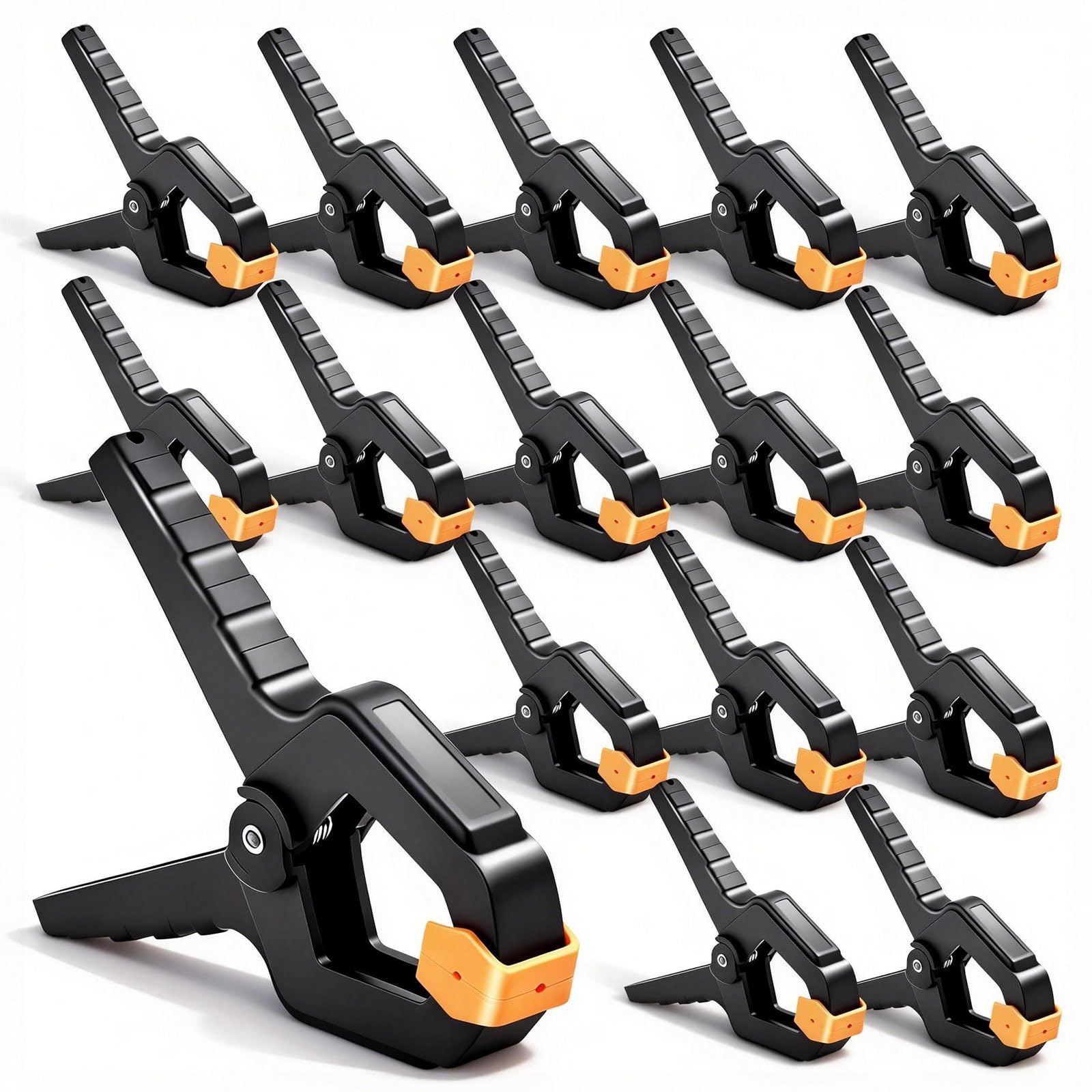 View 1 of 16 Pack Spring Clamps Heavy Duty - 3.5 Inch Wood Clamps for Woodworking, Spring Clips Clamp for Crafts,Photography Backdrop, Balloon Arch and More with Non-Slip Handles and Adjustable Jaw Pads,Orange
