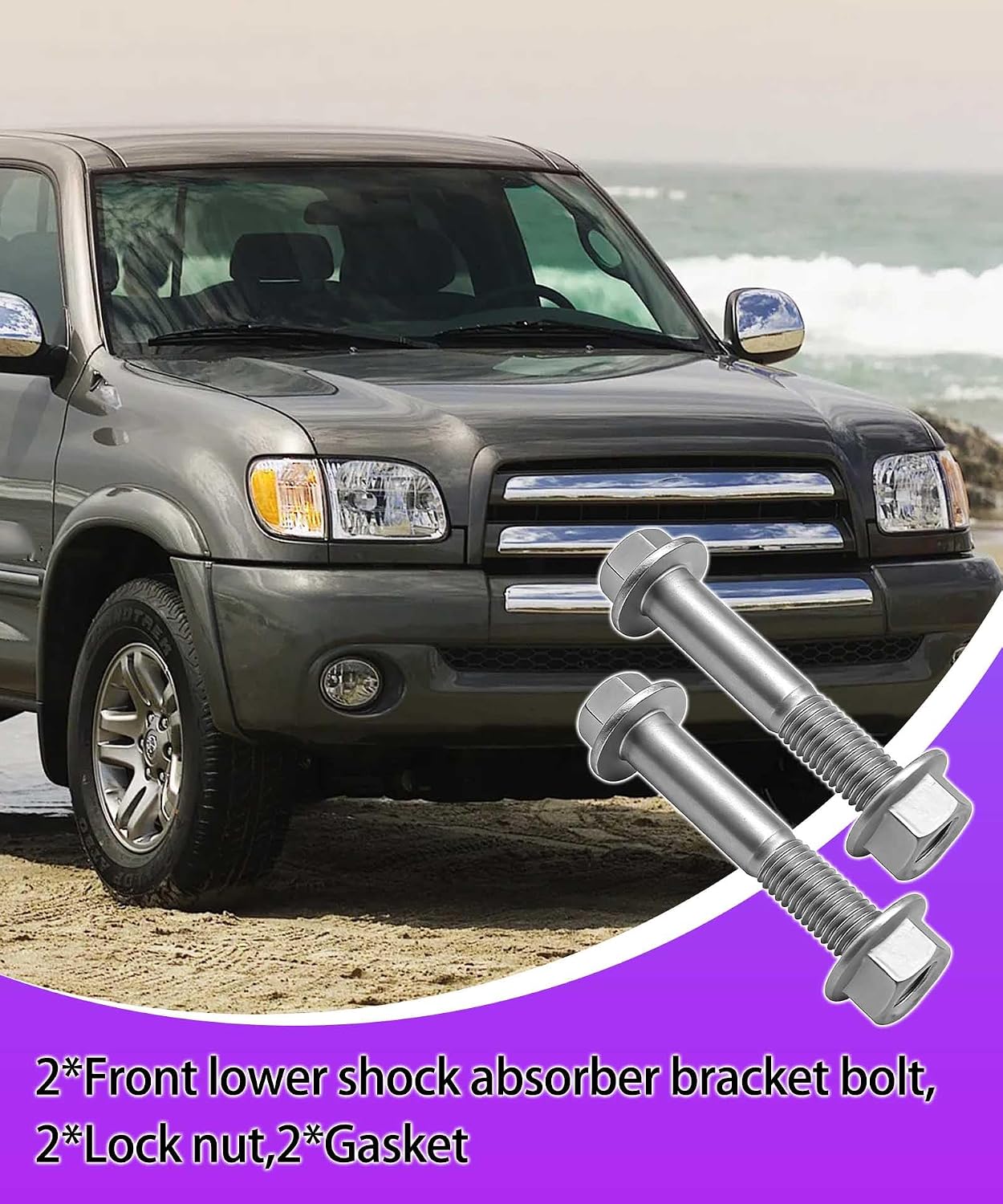 2 Pcs Front Lower Shock Mount Bolts Kit (Suspension Shock Absorber Mount Hardware Set) Fits for Toyota Sequoia 2001-2007 Tacoma 1995-2004 Tundra 2000-2006