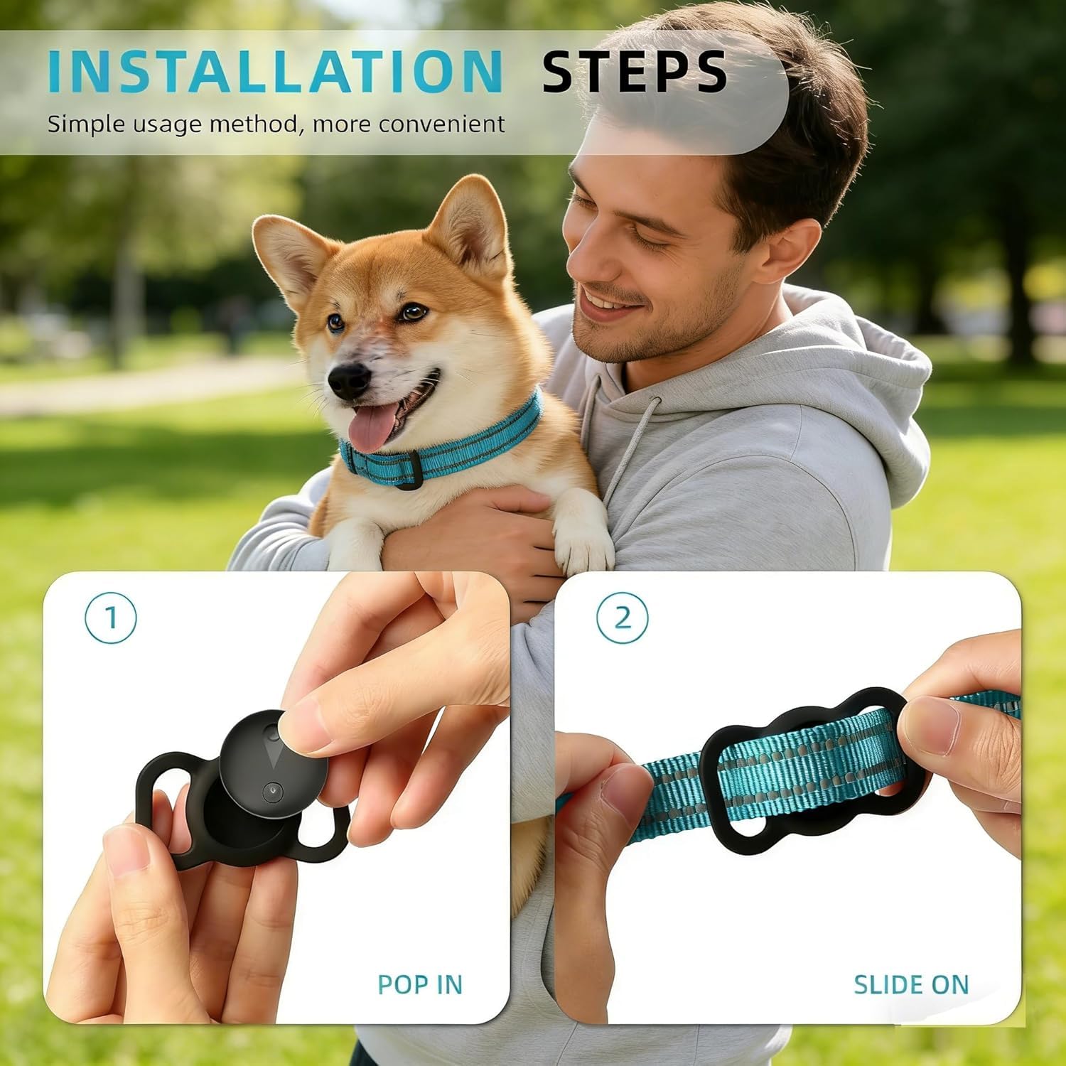 GPS Tracker for Dogs, Smart Collar with Real-Time Location - Pet Location Tracker with Holder, No Monthly Fee/No SIM Card, Works with iOS Find My, Ultra-Slim, IP68 Waterproof, Reliable Performance - 4