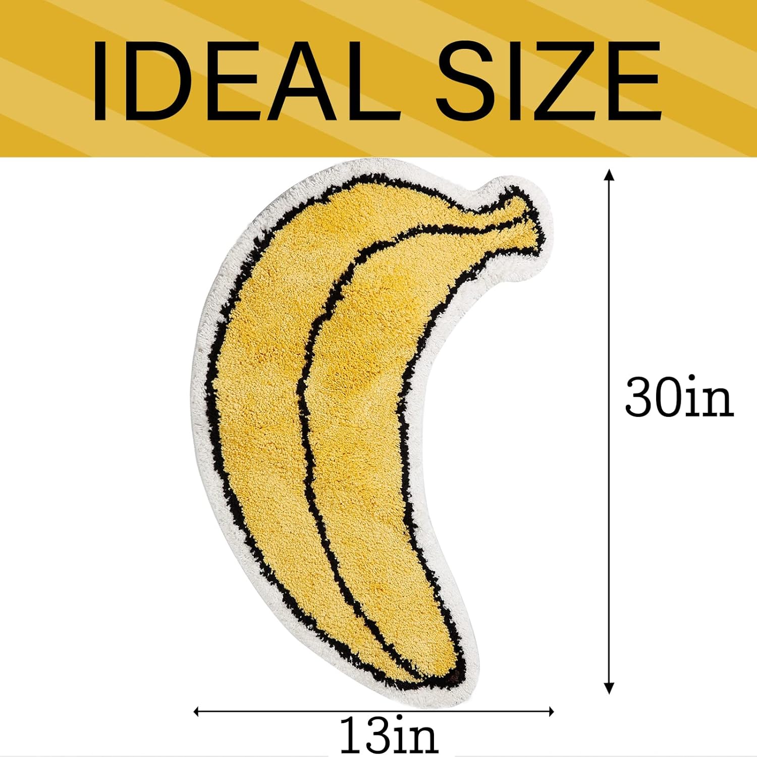 Cute Bath Mats for Bathroom Non Slip, Banana Fruit Shape Absorbent Bath Shower Rug Microfiber Bathtub Plush Small Cartoon Kids Carpet Washable for Bathroom Yellow 30x13in