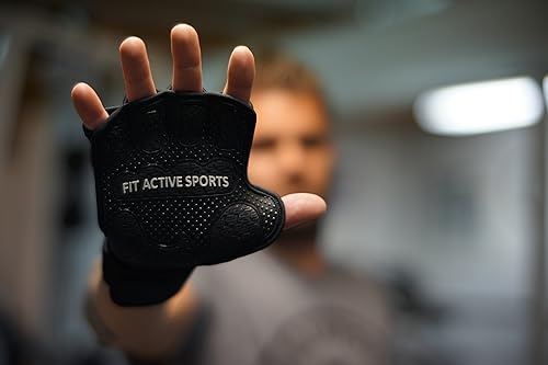 Miniatura 7 de Fit Active Sports Guantes de levantamiento de pesas Gripper con muñequeras, agarre extra y acolchado para levantar, entrenamiento de gimnasio,