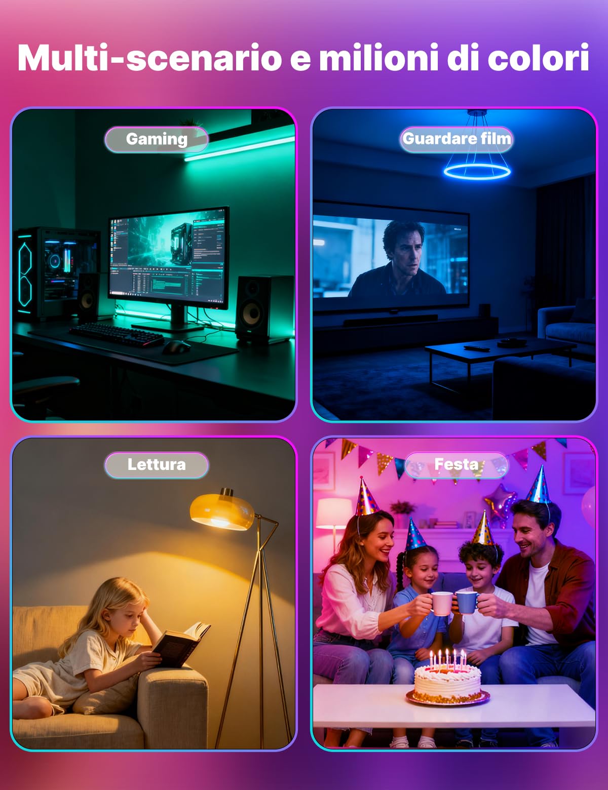 MOES Matter WiFi Lampadina intelligente RGB E27 compatibile con Alexa | Google Home, Apple Home, 5W 400LM 2700K-6500K RGB dimmerabile 16 Milioni di Colori, 2.4GHz