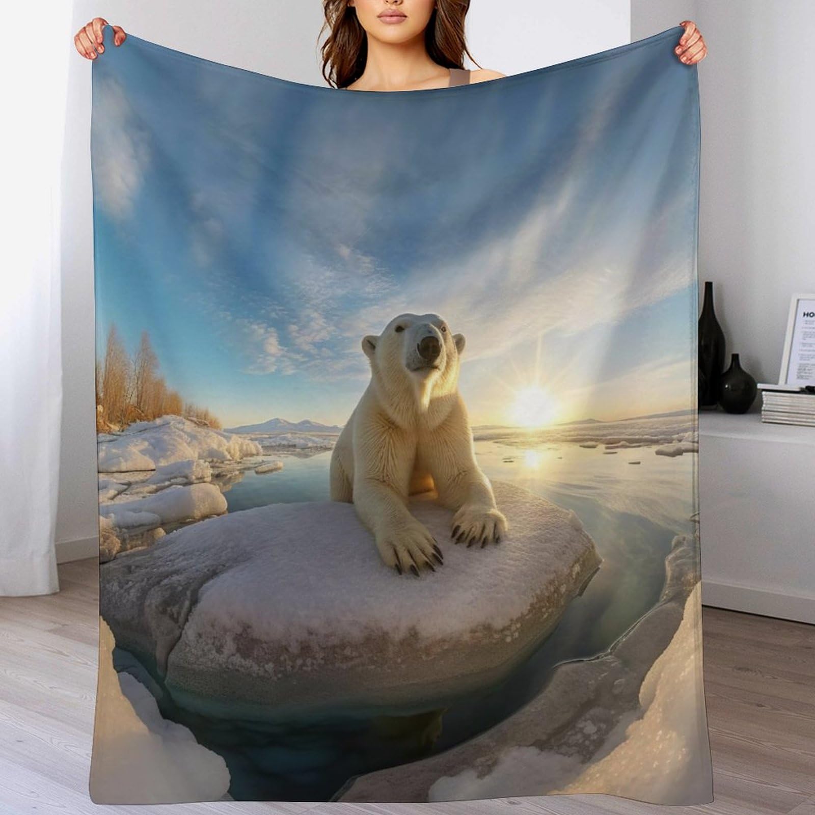 Couverture ours polaire en flanelle idéale pour vos soirées canapé