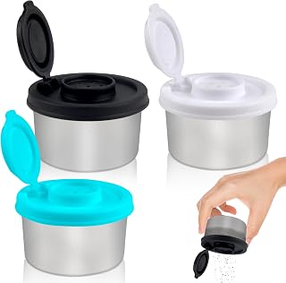 3PCS Travel Salt and Pepper Shakers, Small Mini Travel Size Salt Camping & Portable Pepper & Shakers Spice Containers Outdoors Seasoning